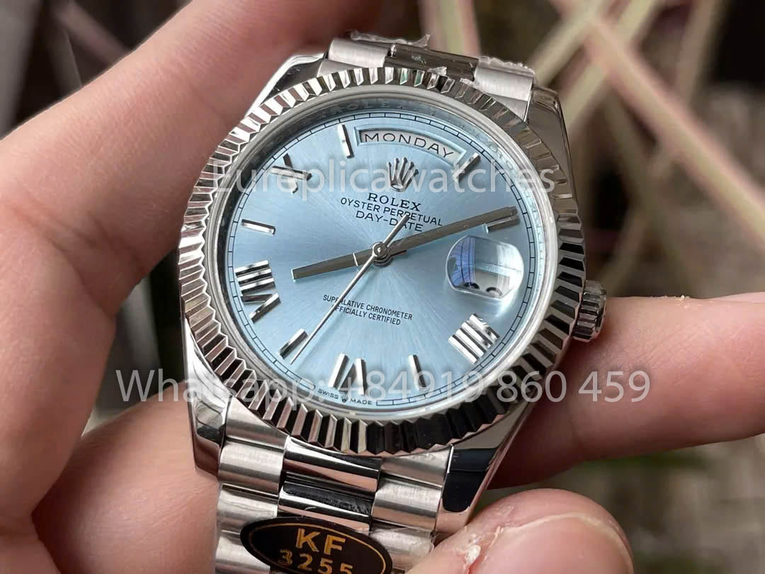 Rolex Day Date 40 228236 Weißgold Platin geriffelte Lünette 1:1 Bester Klon KF Factory 215 Gramm