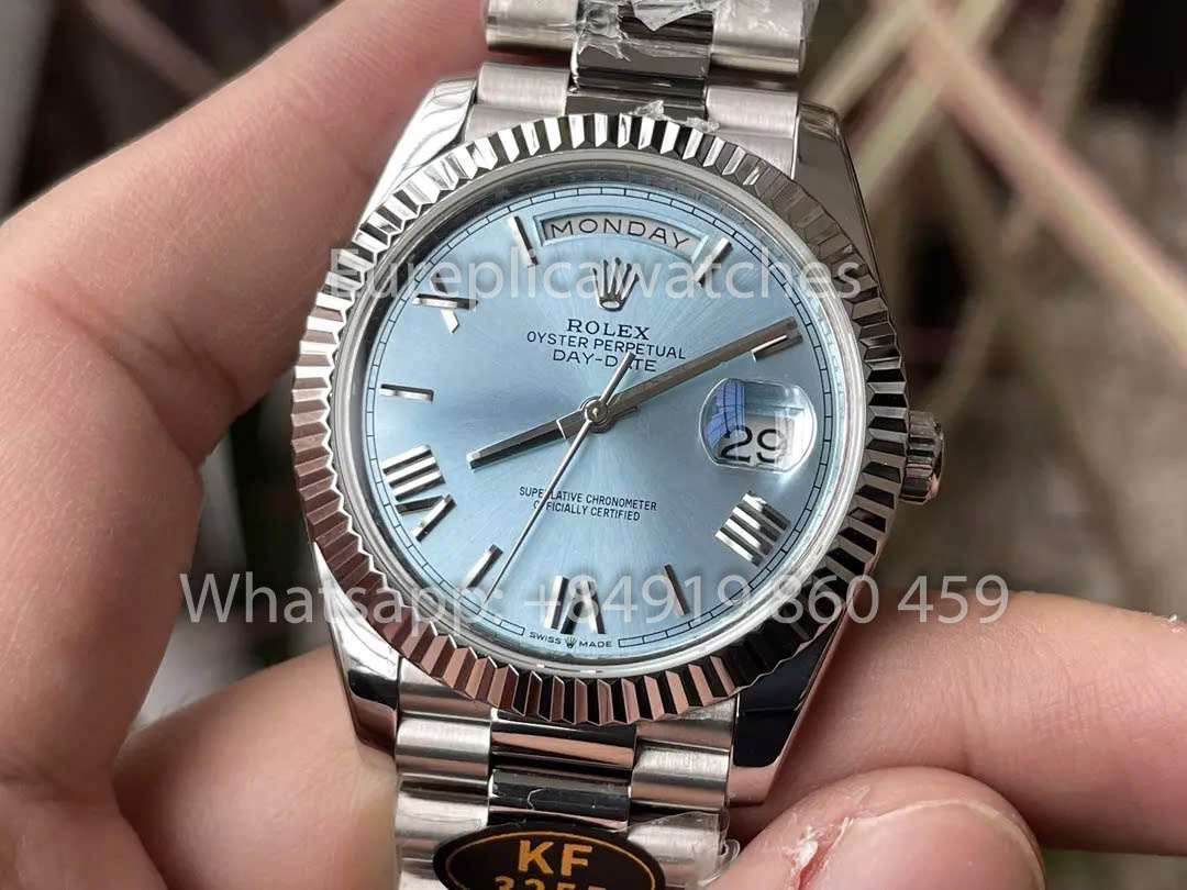Rolex Day Date 40 228236 Weißgold Platin geriffelte Lünette 1:1 Bester Klon KF Factory 215 Gramm