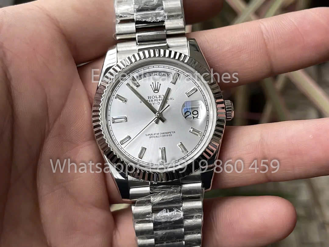 Rolex White  Gold Day Date 40 228236-0002 Platinum Fluted Bezel  1:1 Best Clone KF Factory 215 Gram