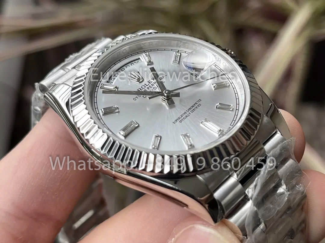 Rolex White  Gold Day Date 40 228236-0002 Platinum Fluted Bezel  1:1 Best Clone KF Factory 215 Gram