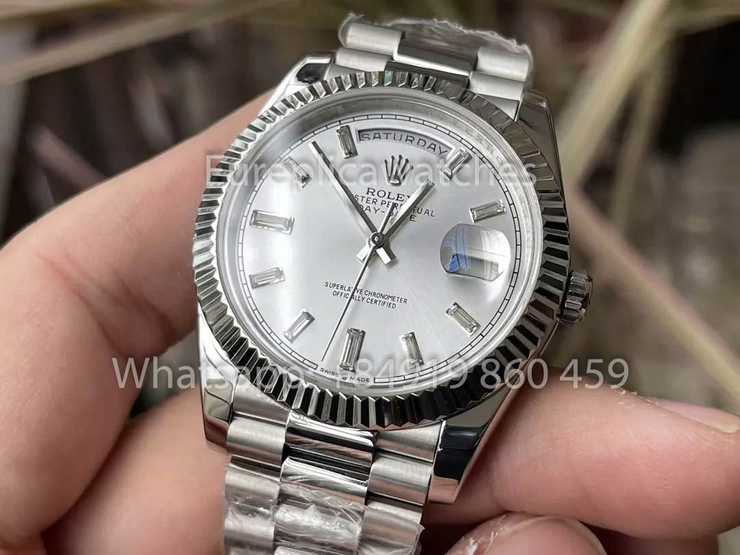 Rolex White  Gold Day Date 40 228236-0002 Platinum Fluted Bezel  1:1 Best Clone KF Factory 215 Gram