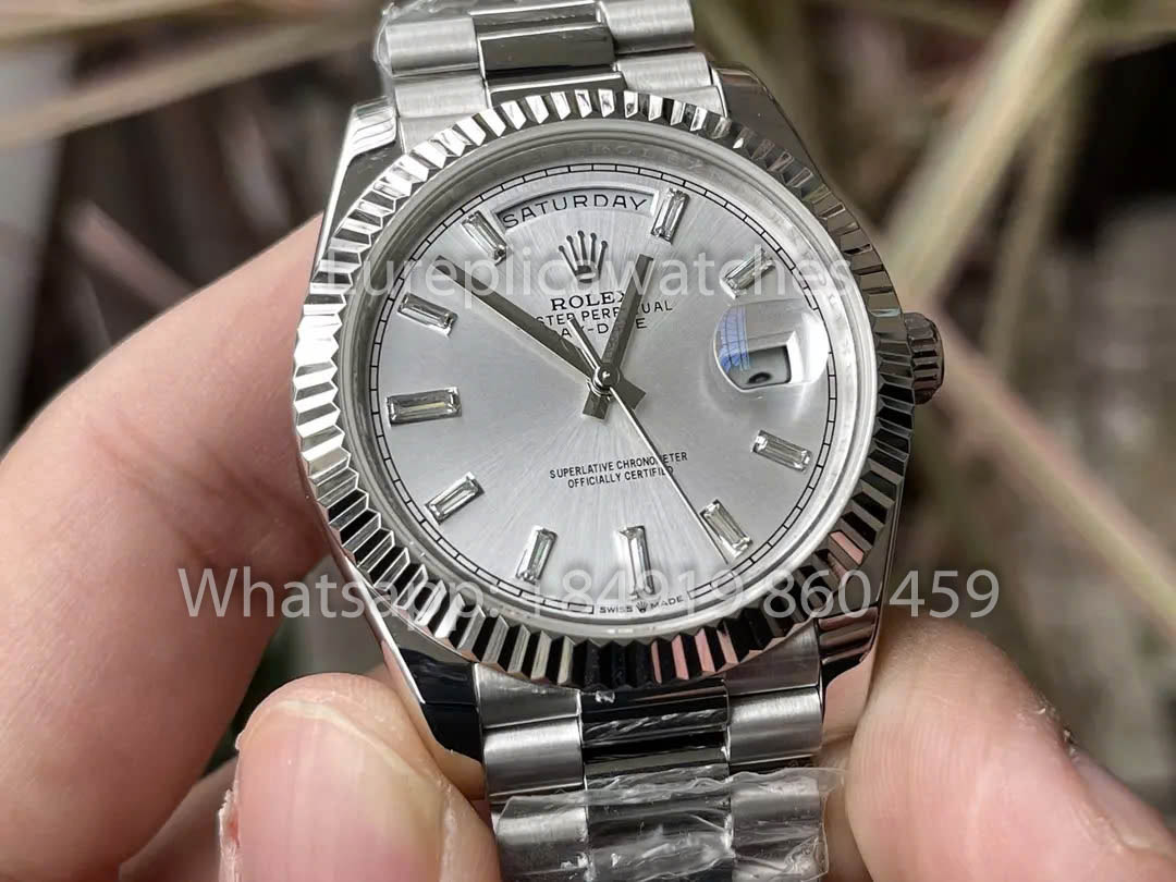 Rolex White  Gold Day Date 40 228236-0002 Platinum Fluted Bezel  1:1 Best Clone KF Factory 215 Gram