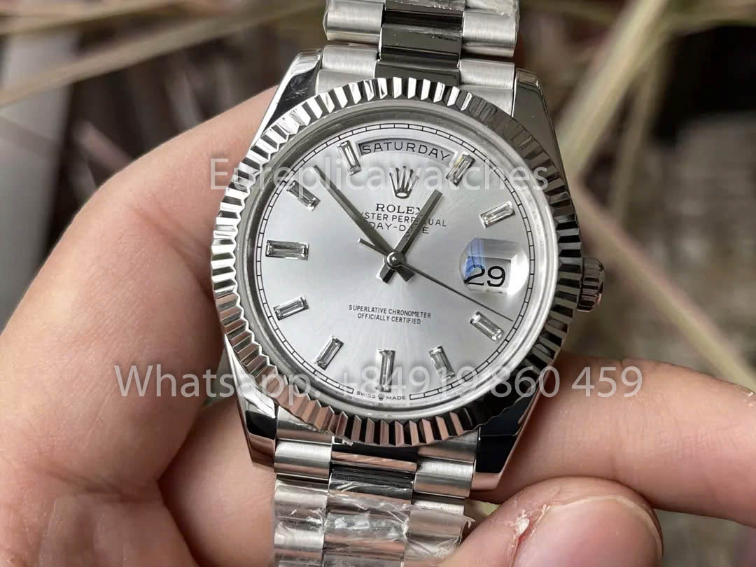 Rolex White  Gold Day Date 40 228236-0002 Platinum Fluted Bezel  1:1 Best Clone KF Factory 215 Gram