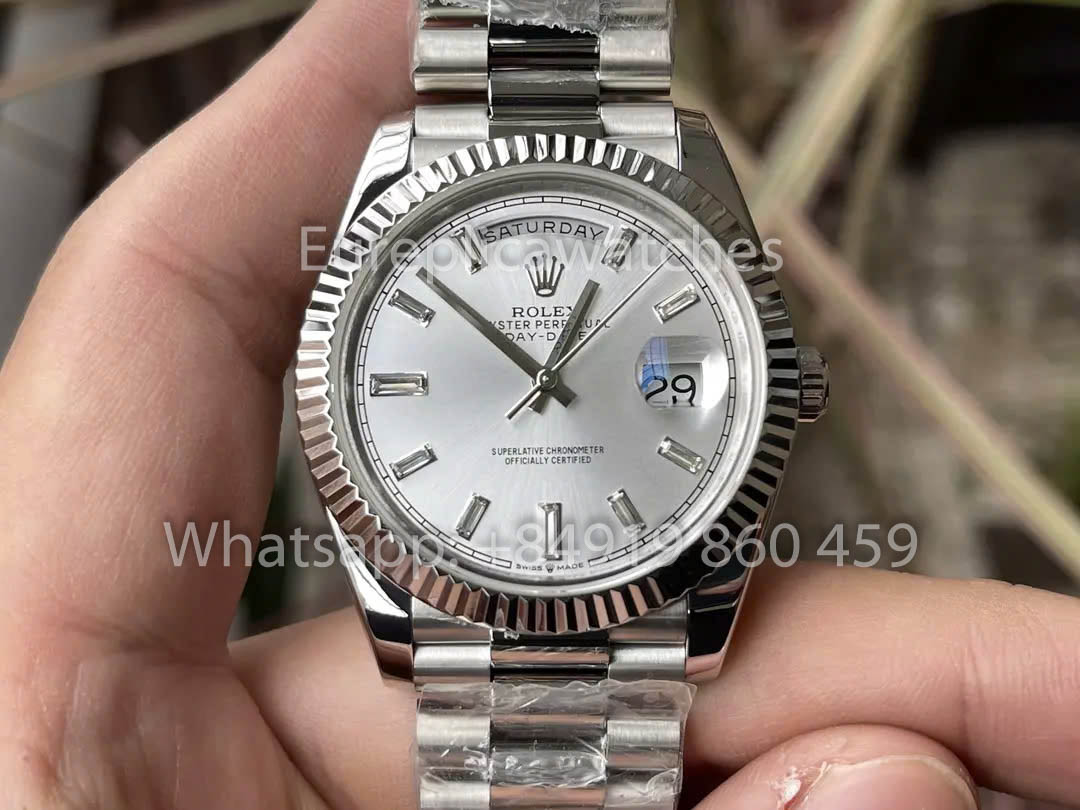 Rolex White  Gold Day Date 40 228236-0002 Platinum Fluted Bezel  1:1 Best Clone KF Factory 215 Gram