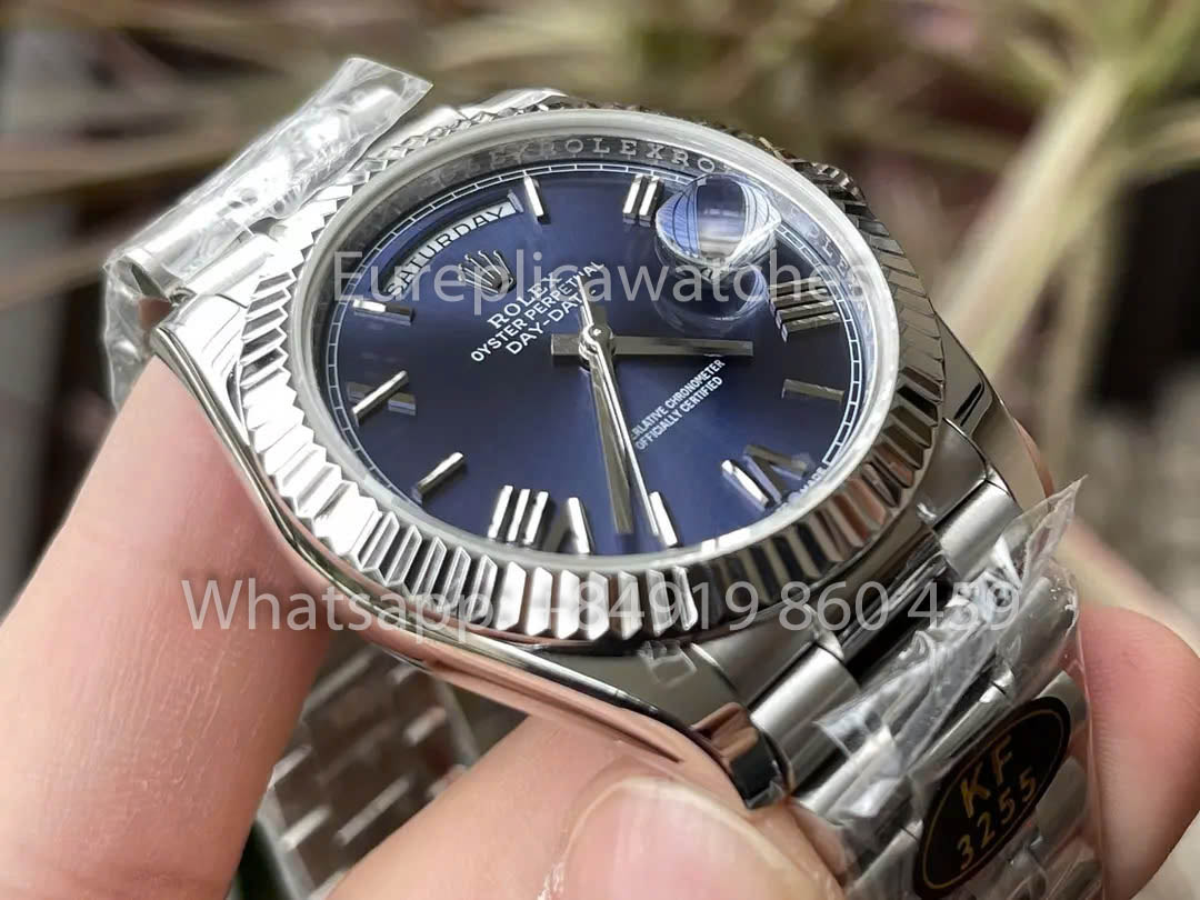 Rolex Or Blanc Day Date 40 228239-007 Lunette Cannelée 1:1 Meilleur Clone KF Factory 215 Grammes