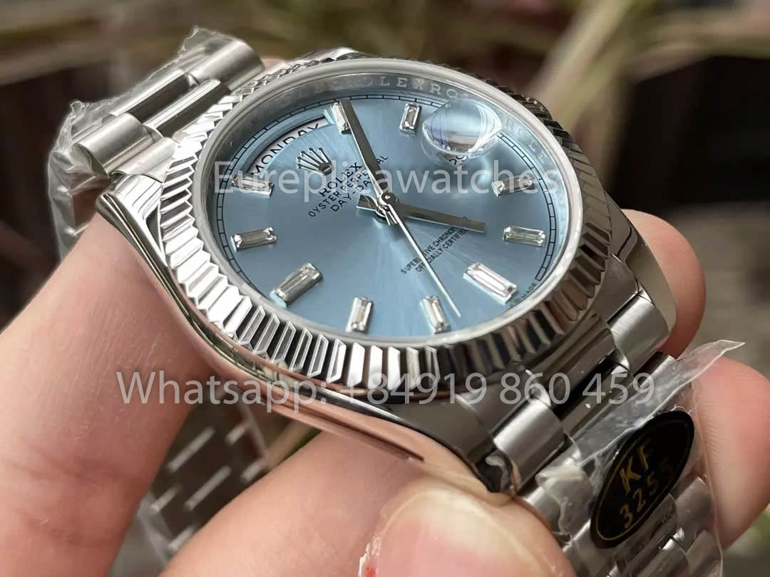 Rolex White Gold Day Date 40 228236-0006  Fluted Bezel  1:1 Best Clone KF Factory 215 Gram