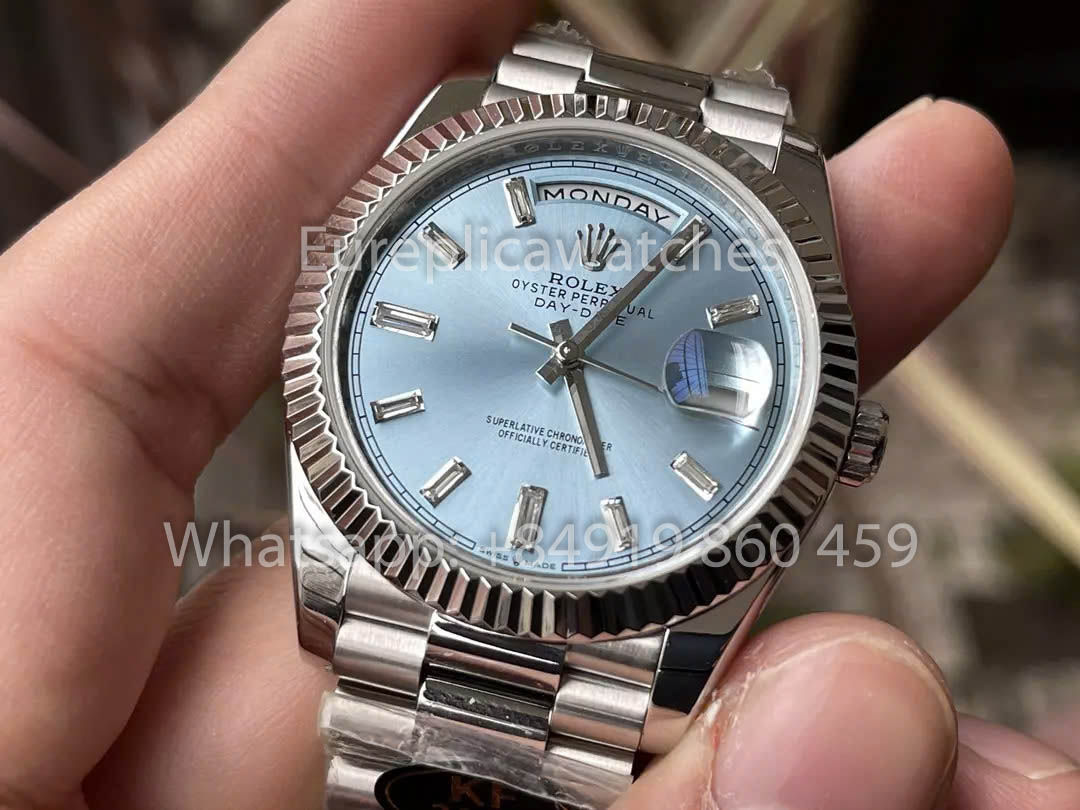 Rolex White Gold Day Date 40 228236-0006  Fluted Bezel  1:1 Best Clone KF Factory 215 Gram