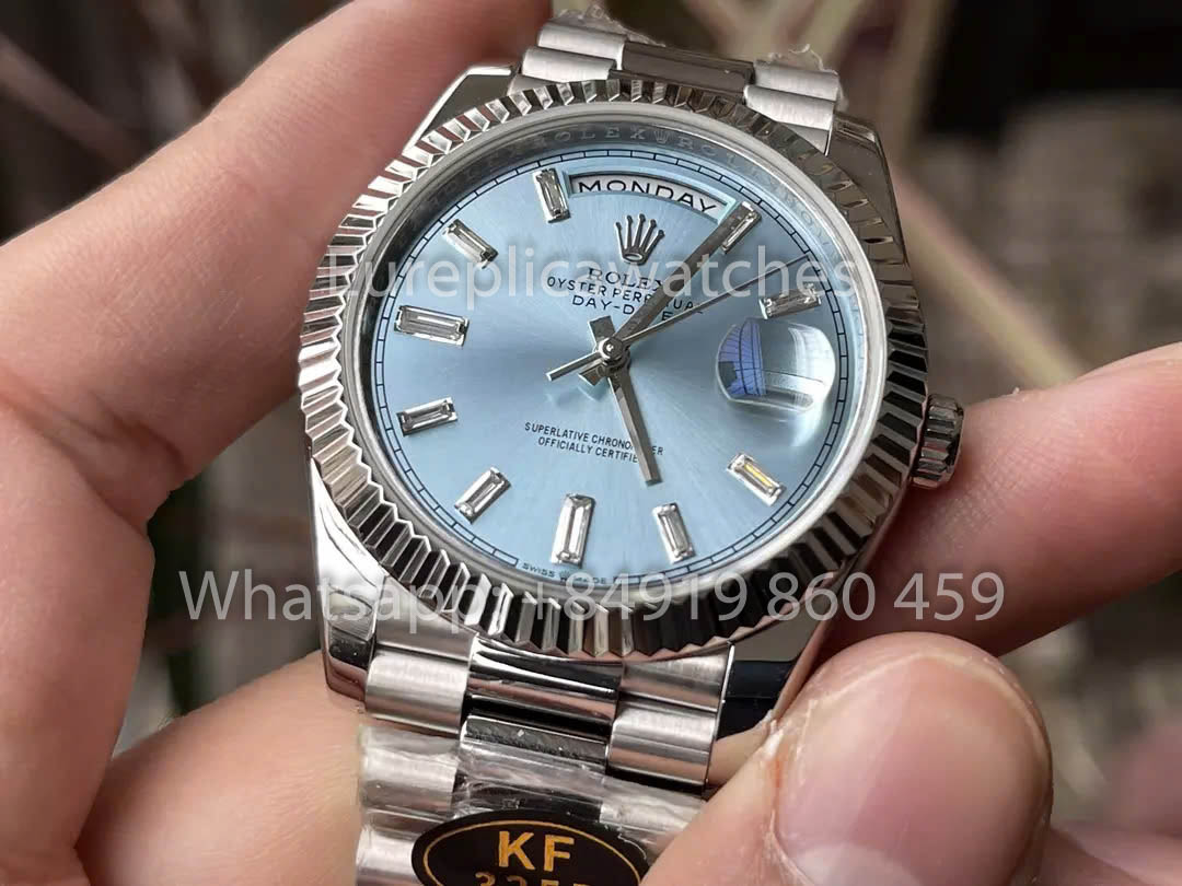 Rolex White Gold Day Date 40 228236-0006  Fluted Bezel  1:1 Best Clone KF Factory 215 Gram