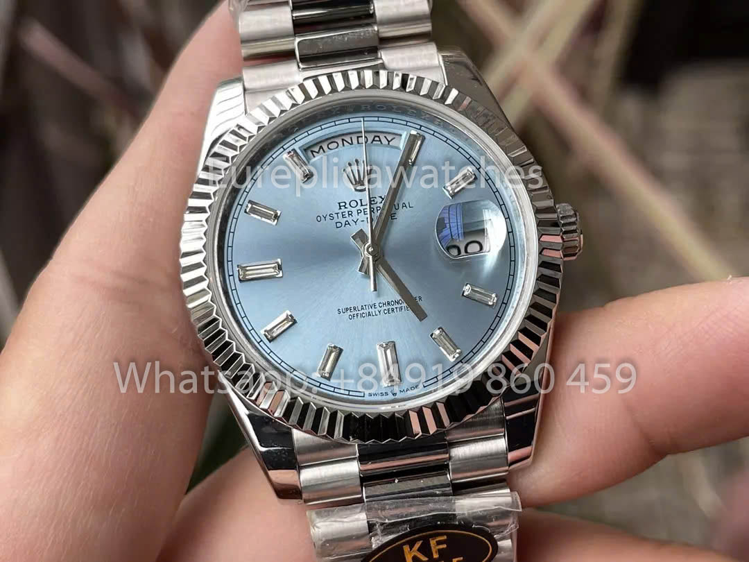 Rolex White Gold Day Date 40 228236-0006  Fluted Bezel  1:1 Best Clone KF Factory 215 Gram