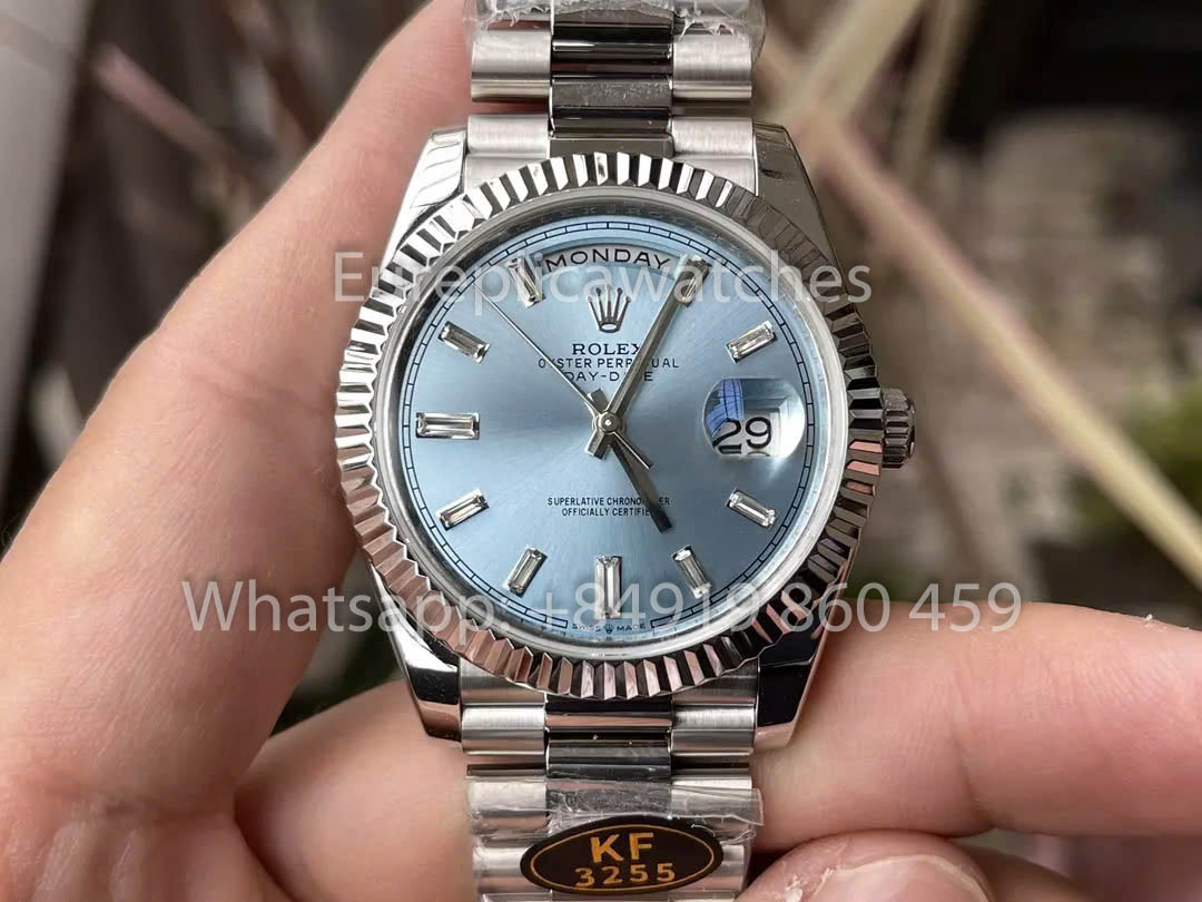 Rolex White Gold Day Date 40 228236-0006  Fluted Bezel  1:1 Best Clone KF Factory 215 Gram