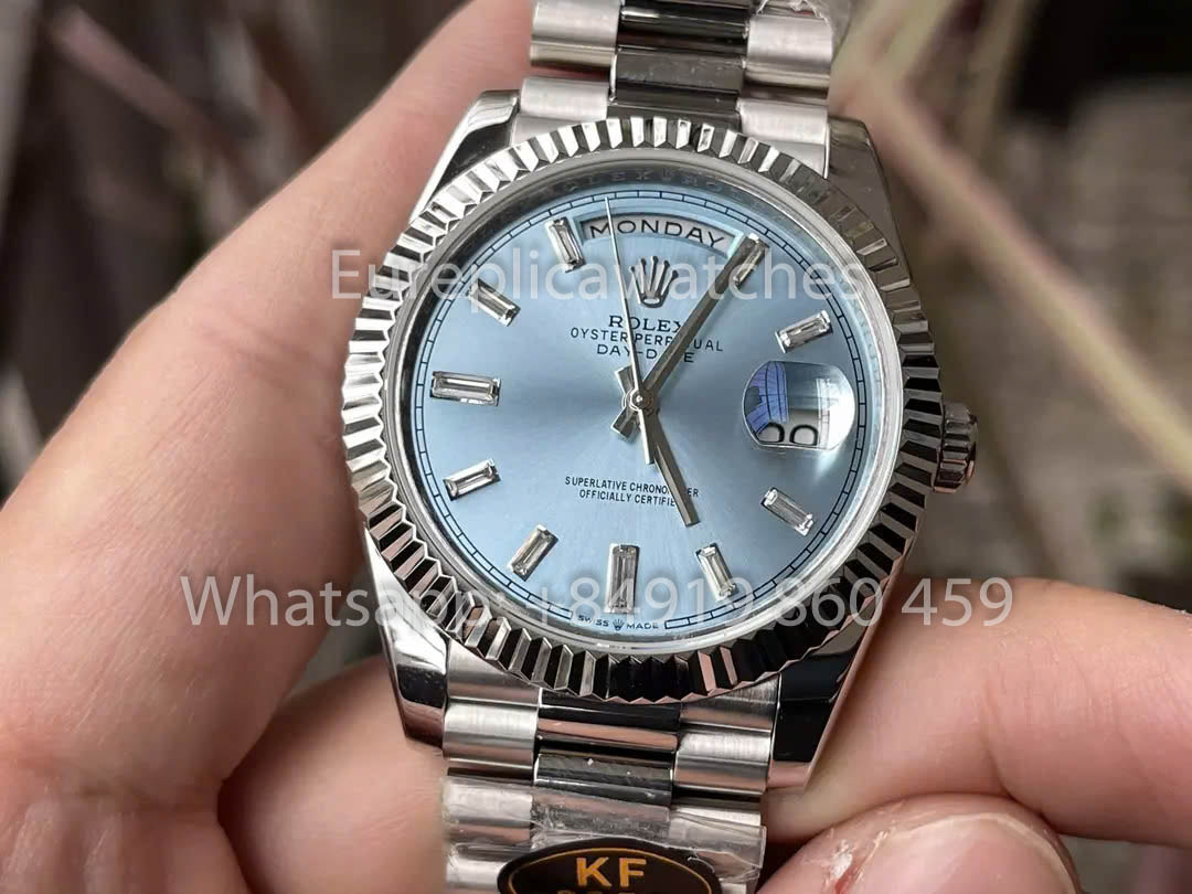 Rolex White Gold Day Date 40 228236-0006  Fluted Bezel  1:1 Best Clone KF Factory 215 Gram