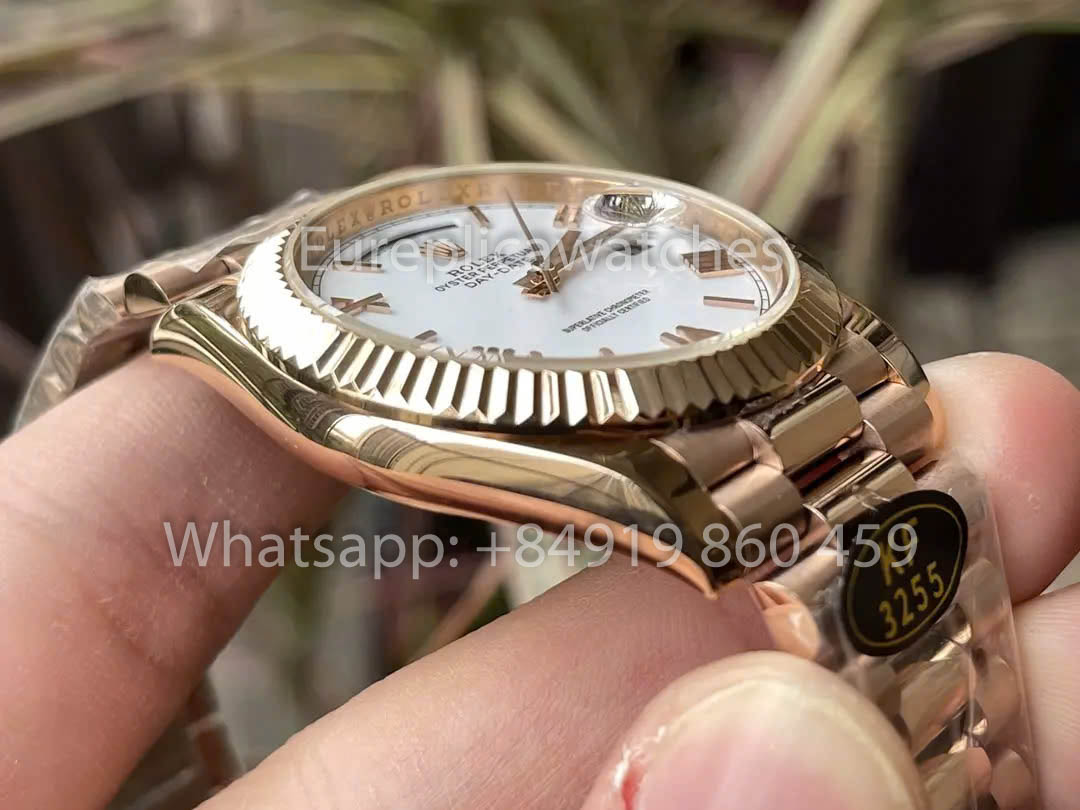 Rolex Everose Gold Day Date 40 228235-0032 Cadran Blanc 1:1 Meilleur Clone KF Factory 215 Grammes