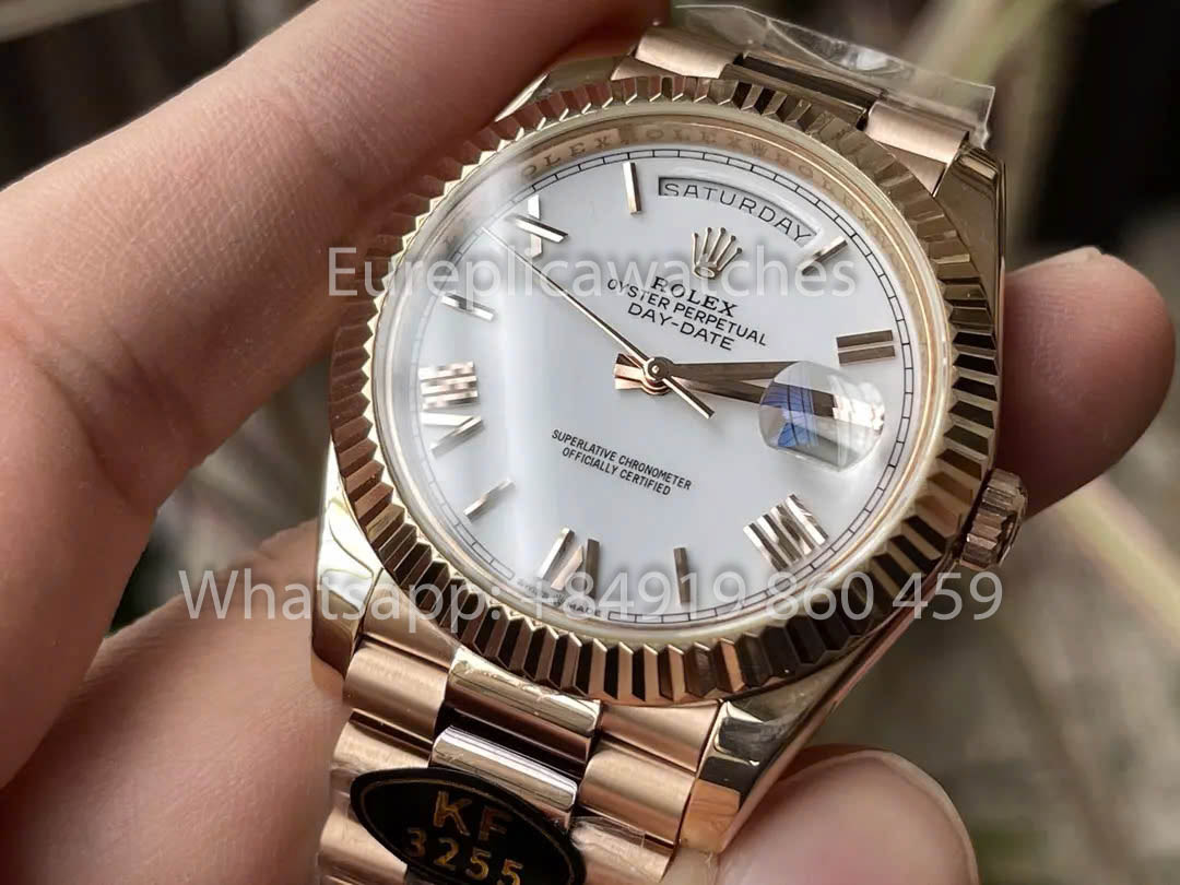 Rolex Everose Gold Day Date 40 228235-0032 Cadran Blanc 1:1 Meilleur Clone KF Factory 215 Grammes