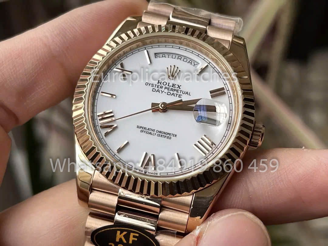 Rolex Everose Gold Day Date 40 228235-0032 Cadran Blanc 1:1 Meilleur Clone KF Factory 215 Grammes