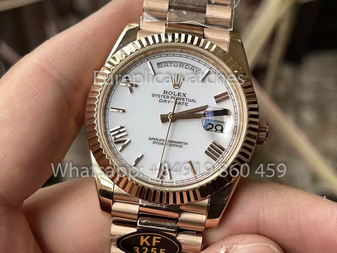 Rolex Everose Gold Day Date 40 228235-0032 Cadran Blanc 1:1 Meilleur Clone KF Factory 215 Grammes