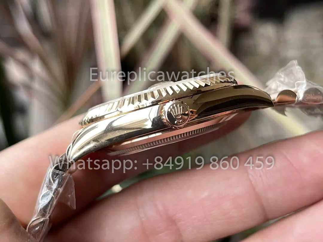 Rolex Everose Gold Day Date 40 228235-0025 Green Dial  1:1 Best Clone KF Factory 215 Gram