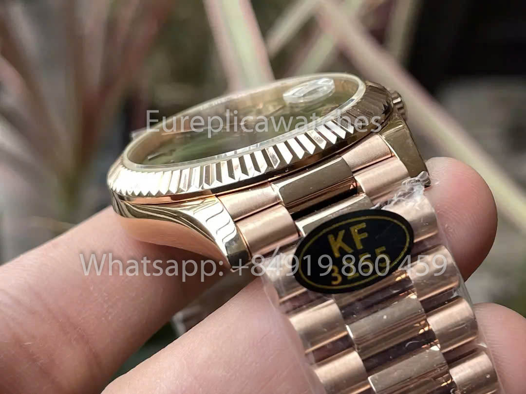 Rolex Everose Gold Day Date 40 228235-0025 Green Dial  1:1 Best Clone KF Factory 215 Gram