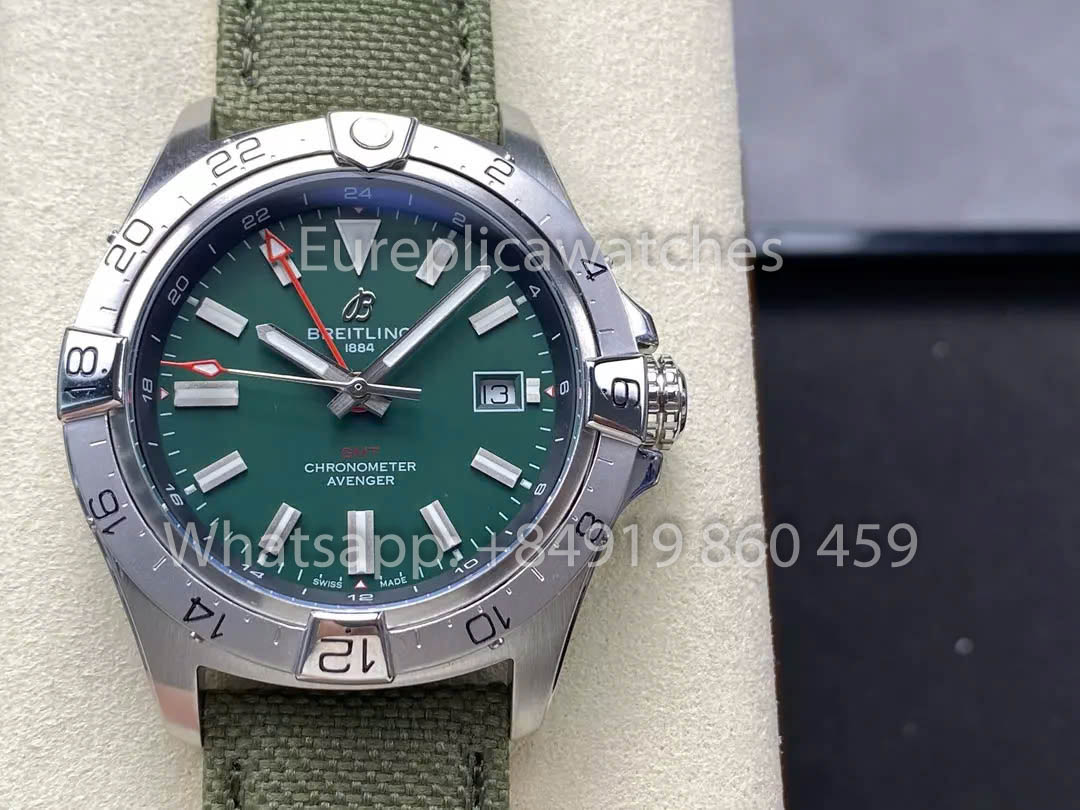 Breitling Avenger Automatic GMT 44 BLS Factory 1:1 Bester Klon Grünes Zifferblatt Klettband