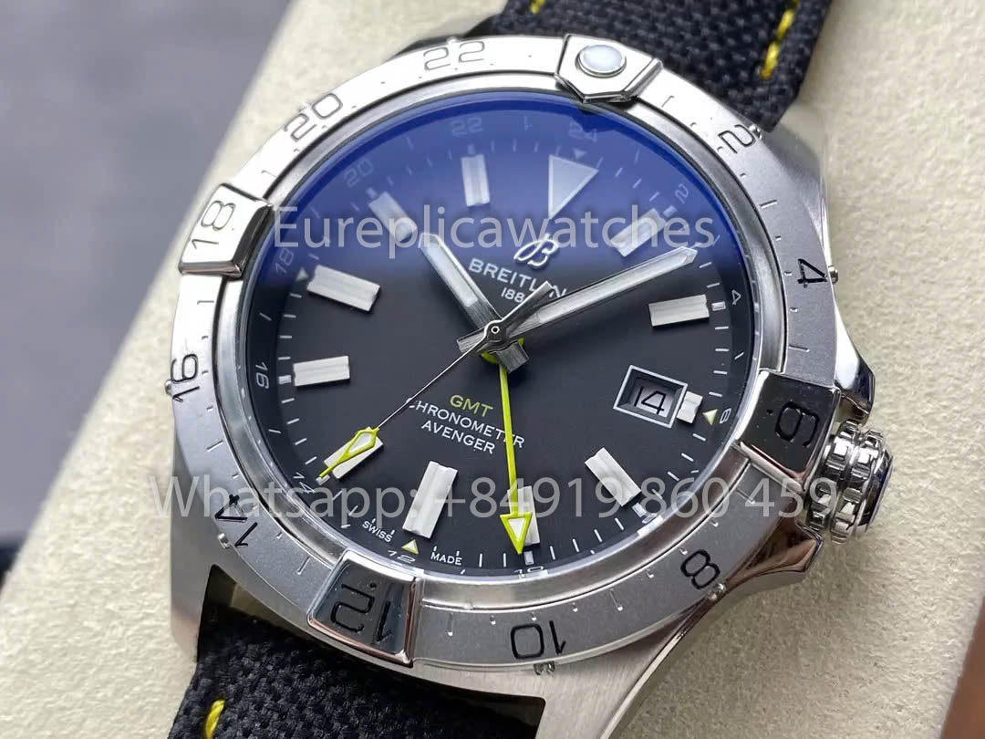 Breitling Avenger Automatique GMT 44 BLS Factory 1:1 Meilleur Clone Cadran Gris Bracelet Velcro