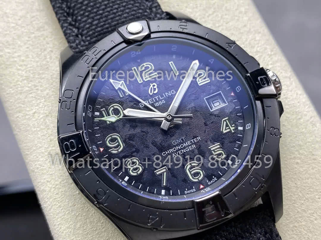 Breitling Avenger Automatic GMT 44 BLS Factory 1:1 Best Clone Black Velcro Strap