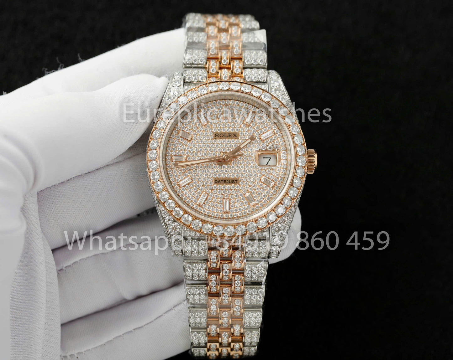 Rolex Datejust 41mm custom full moissanite 1:1 Best Clone moissanite Dial