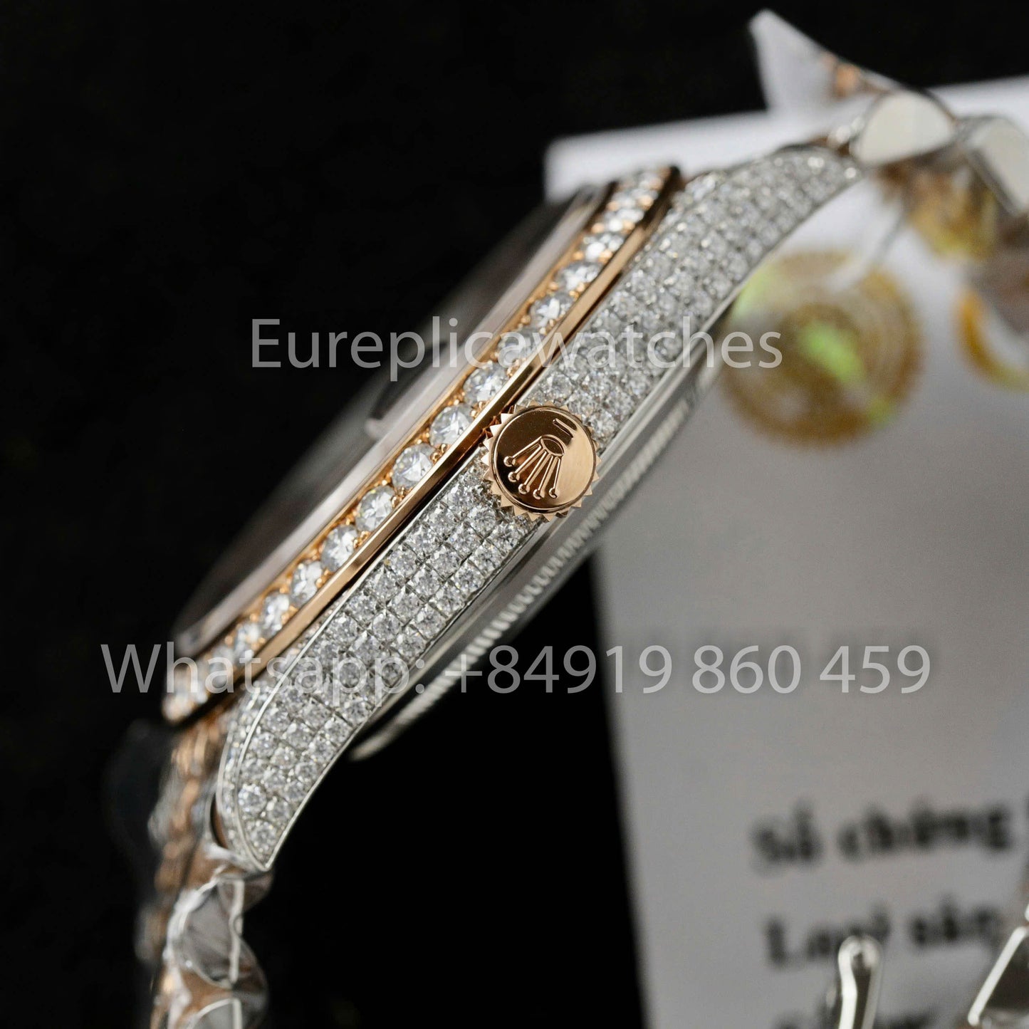 Rolex Datejust 41 mm, individueller Voll-Moissanit, 1:1-Klon, schokoladenbraunes Zifferblatt