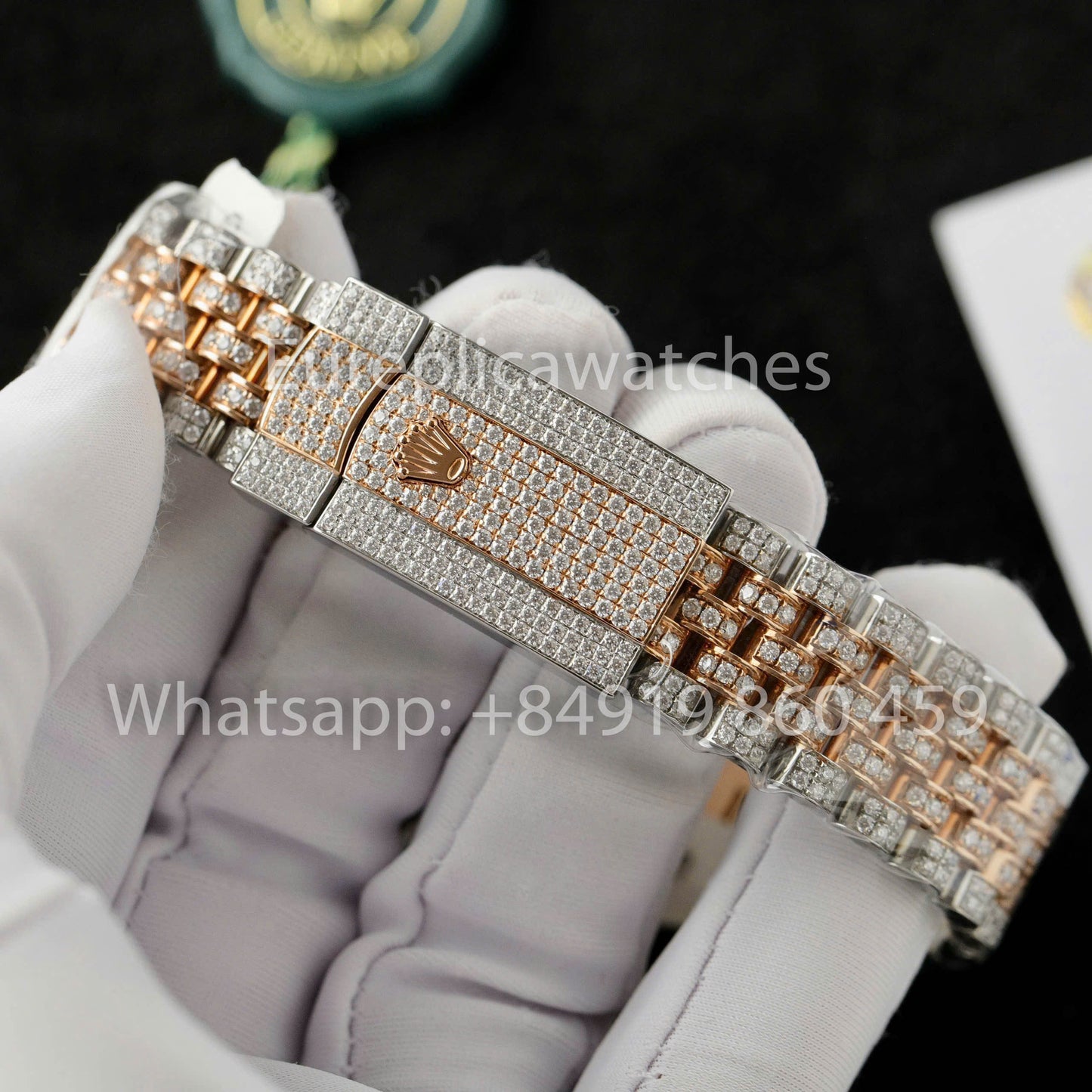 Rolex Datejust 41 mm, individueller Voll-Moissanit, 1:1-Klon, schokoladenbraunes Zifferblatt