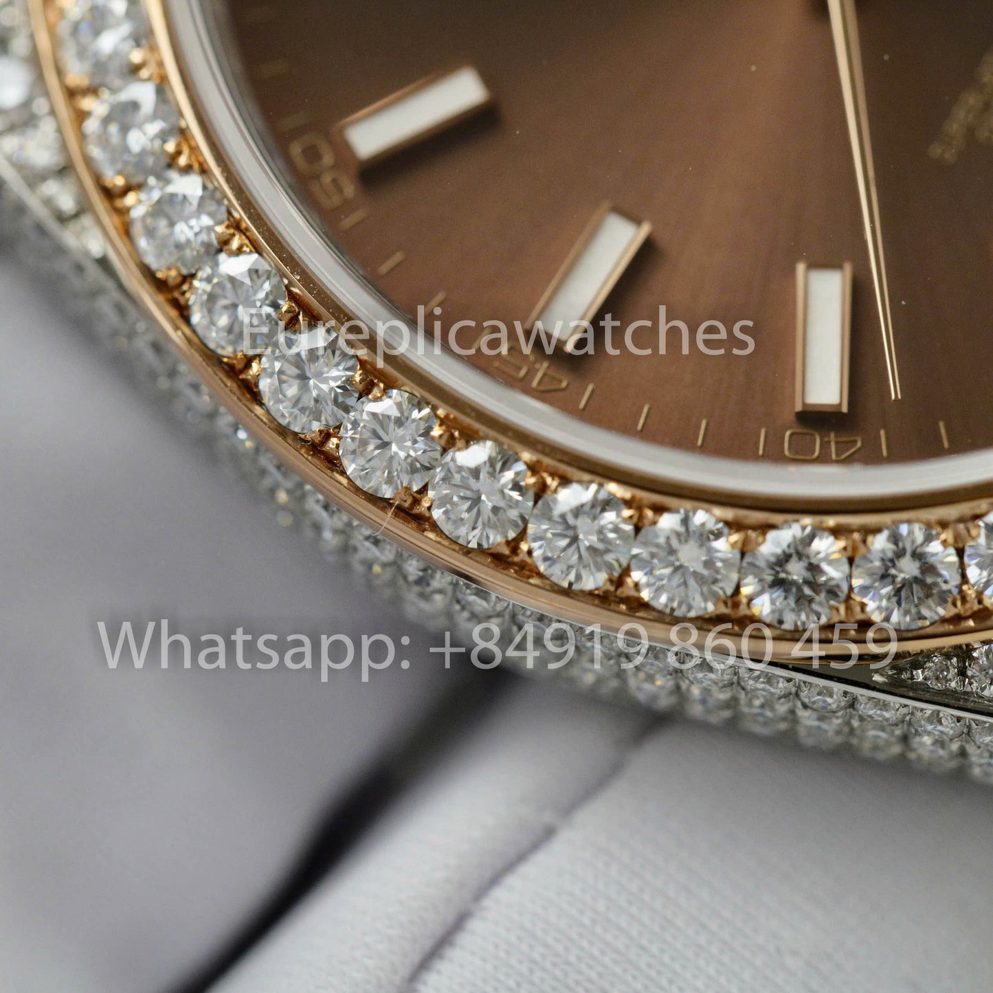 Rolex Datejust 41 mm, individueller Voll-Moissanit, 1:1-Klon, schokoladenbraunes Zifferblatt