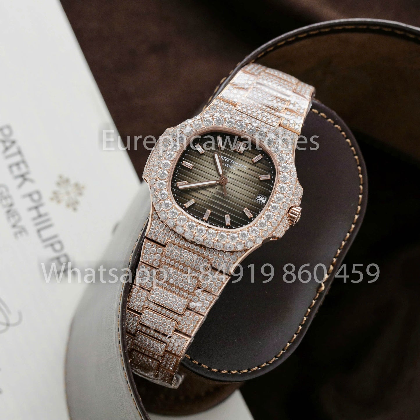 Patek Philippe Nautilus 5711 Full Iced Out – 1:1 Bester Klon Grünes Zifferblatt