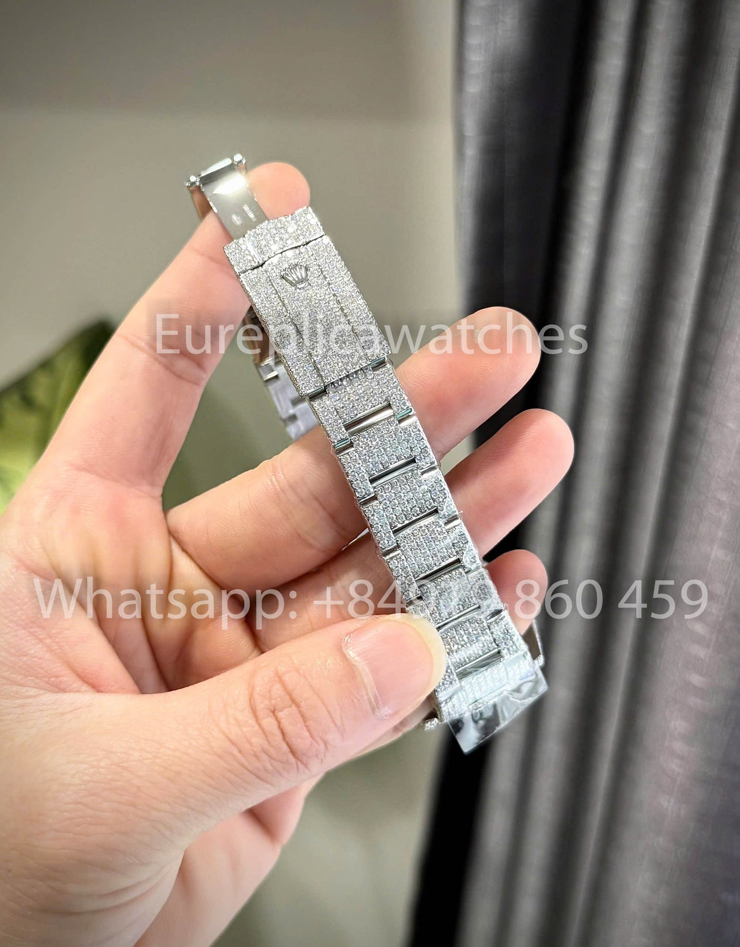 Rolex Datejust Red Roman Dial Iced Out Moissanite 1:1 Best Clone