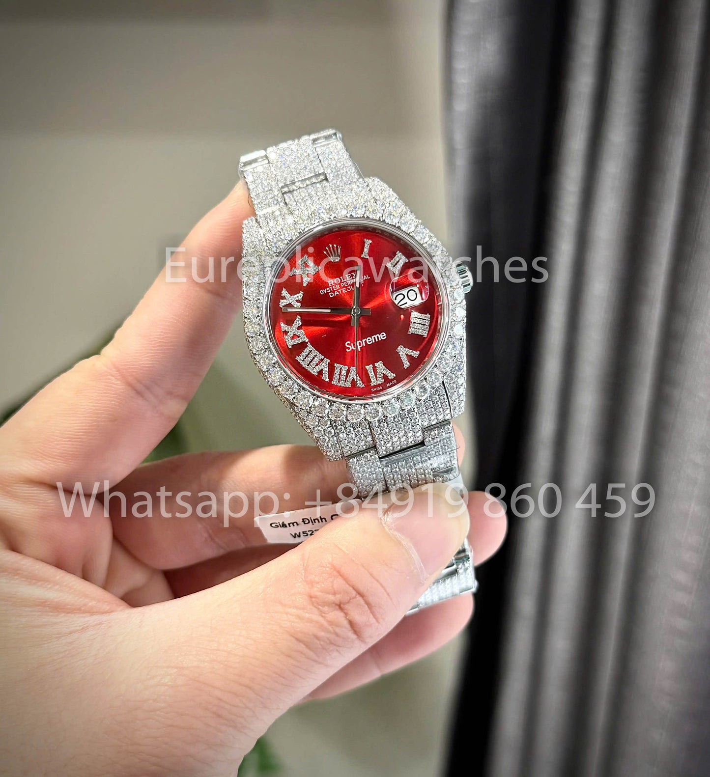 Rolex Datejust Red Roman Dial Iced Out Moissanite 1:1 Best Clone