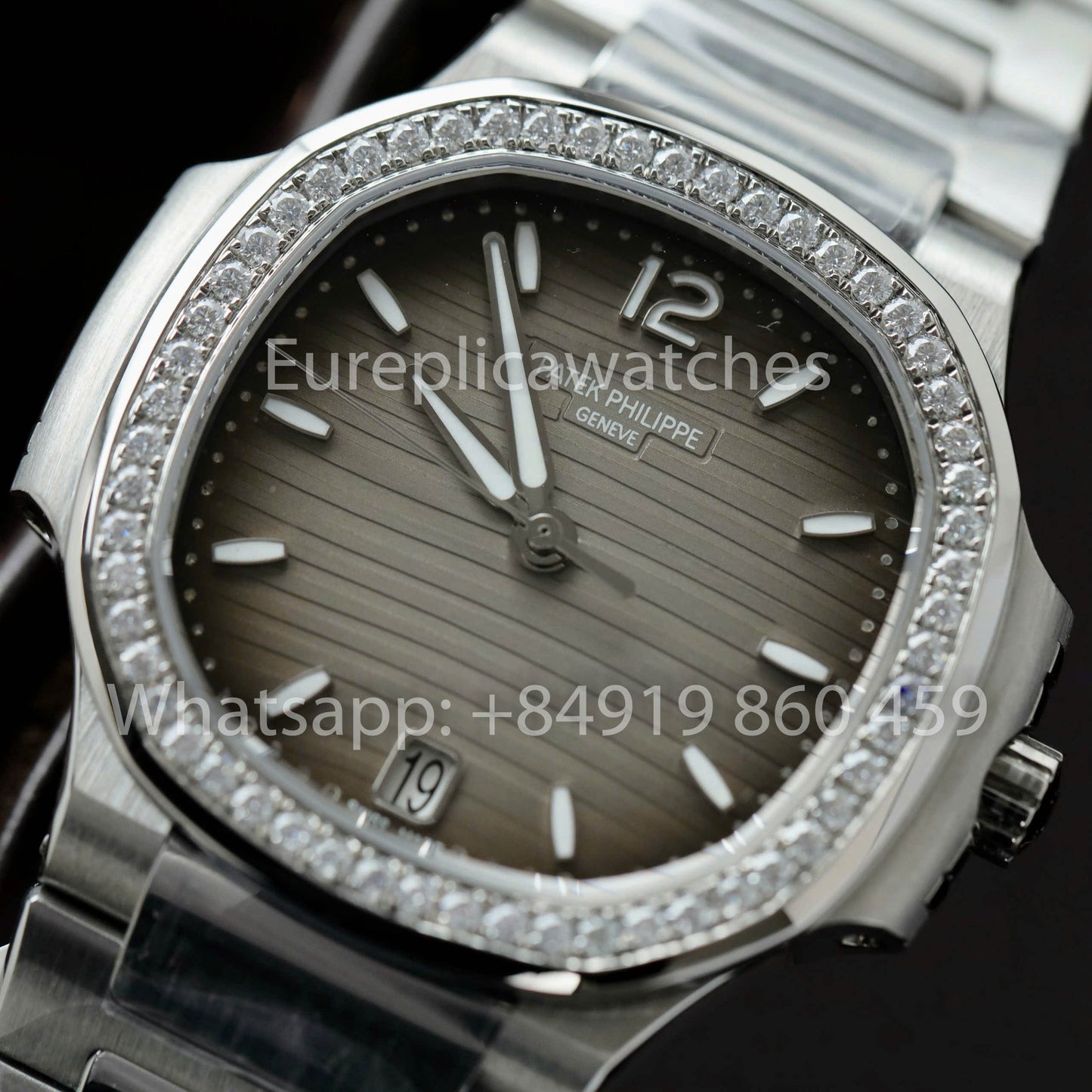 Patek Philippe Nautilus Ladies 7118/1A-011 custom Moissanite from 3K Factory Stainless Steel