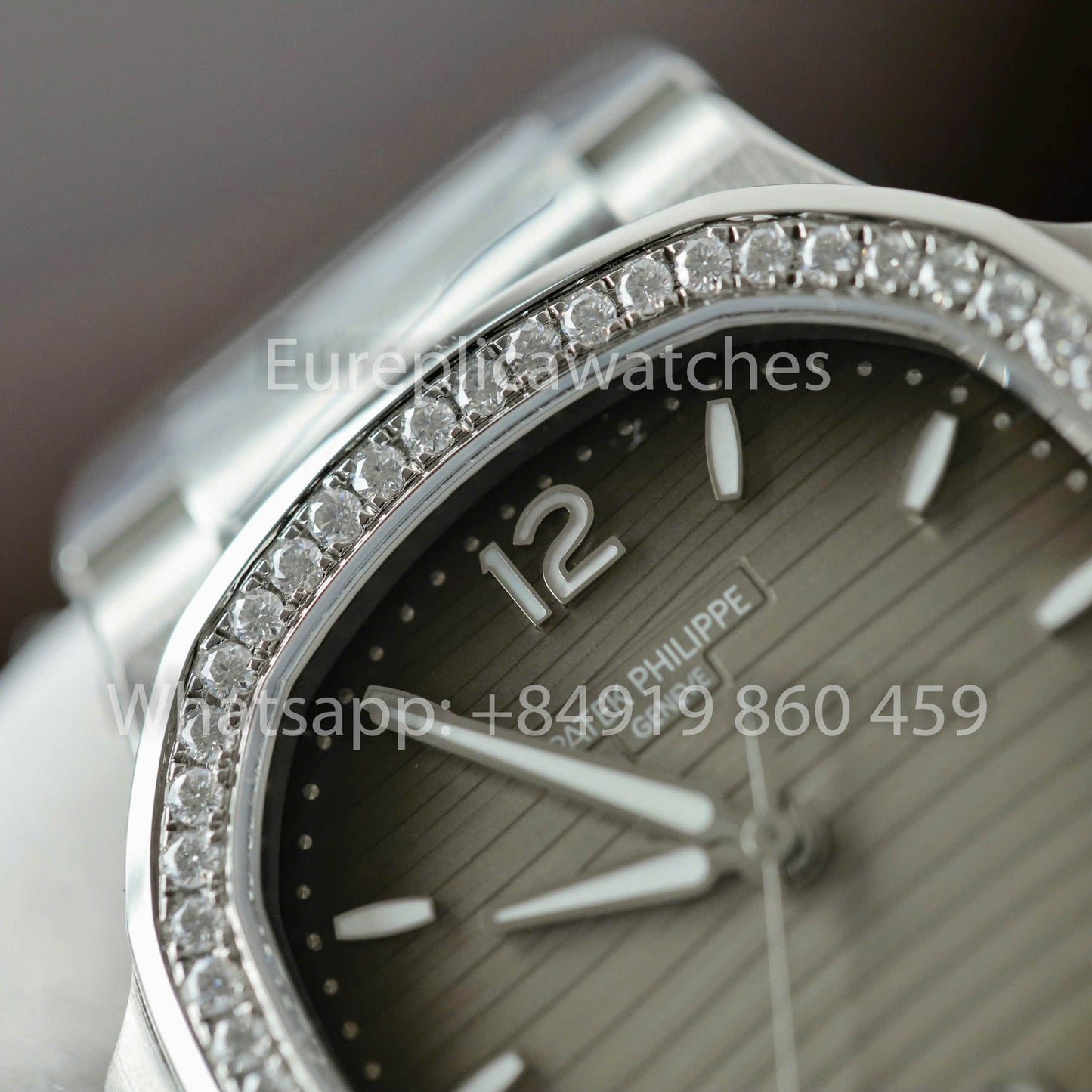 Patek Philippe Nautilus Ladies 7118/1A-011 custom Moissanite from 3K Factory Stainless Steel
