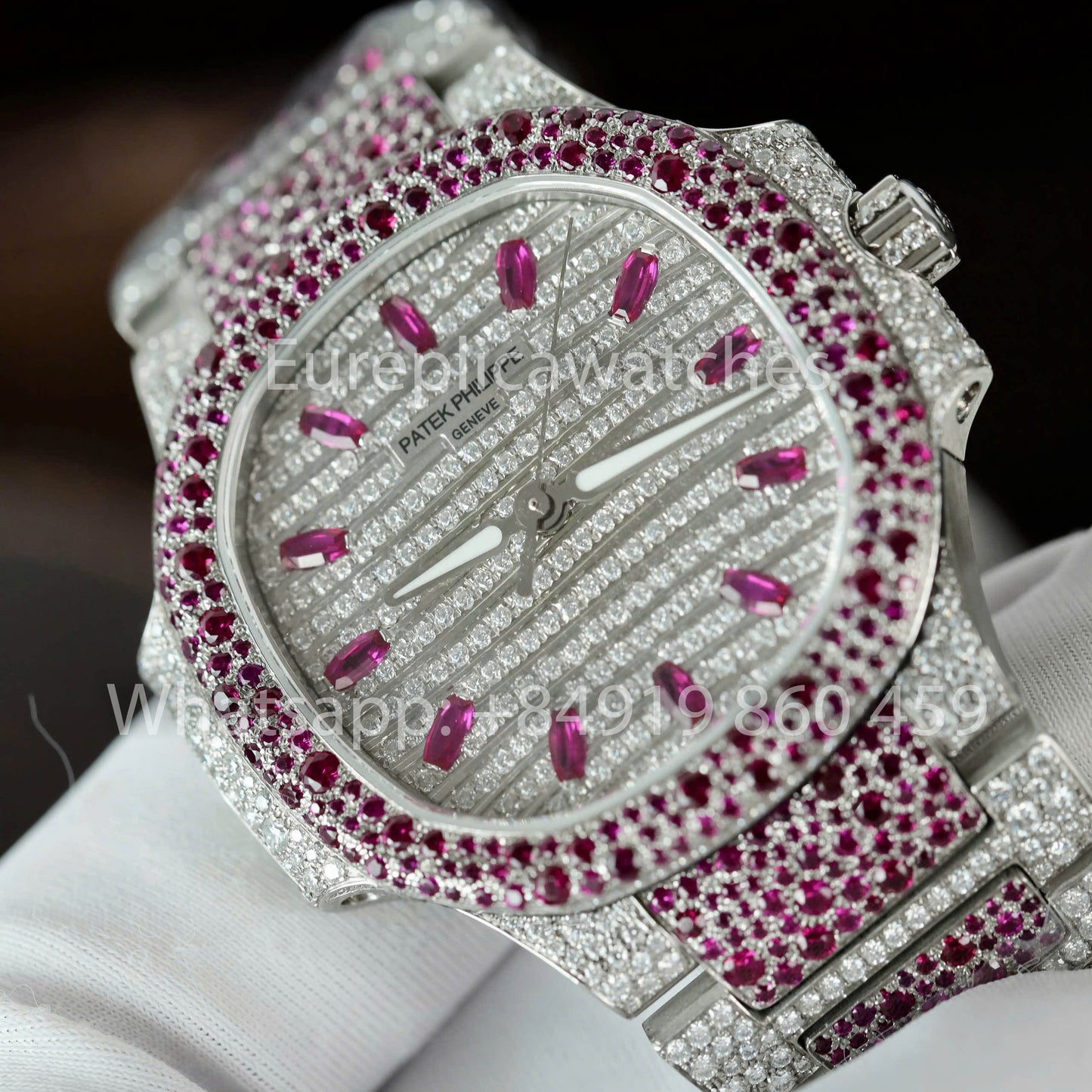 Patek Philippe Nautilus 7118 Full Iced Out – 1:1 Bester Klon lila Rubin Saphir