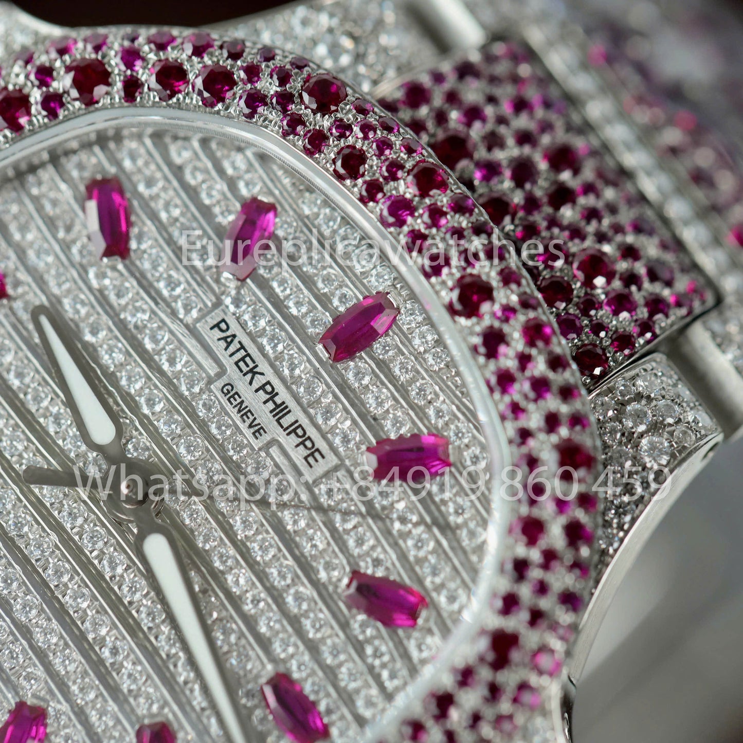 Patek Philippe Nautilus 7118 Full Iced Out – 1:1 Bester Klon lila Rubin Saphir