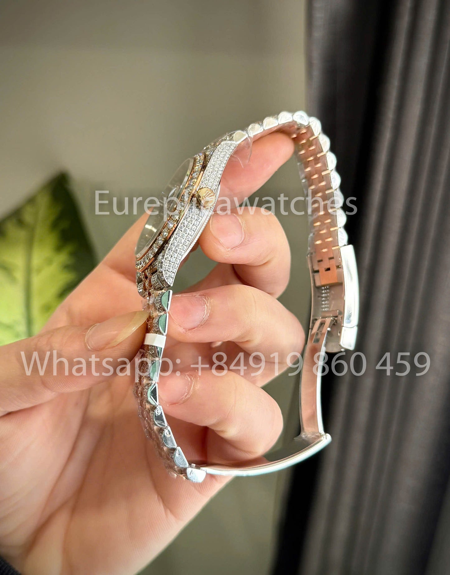 Rolex Datejust 41 mm, individuell gestaltetes Zifferblatt mit Moissanit, 1:1 Best Clone, schokoladenbraune Diamanten