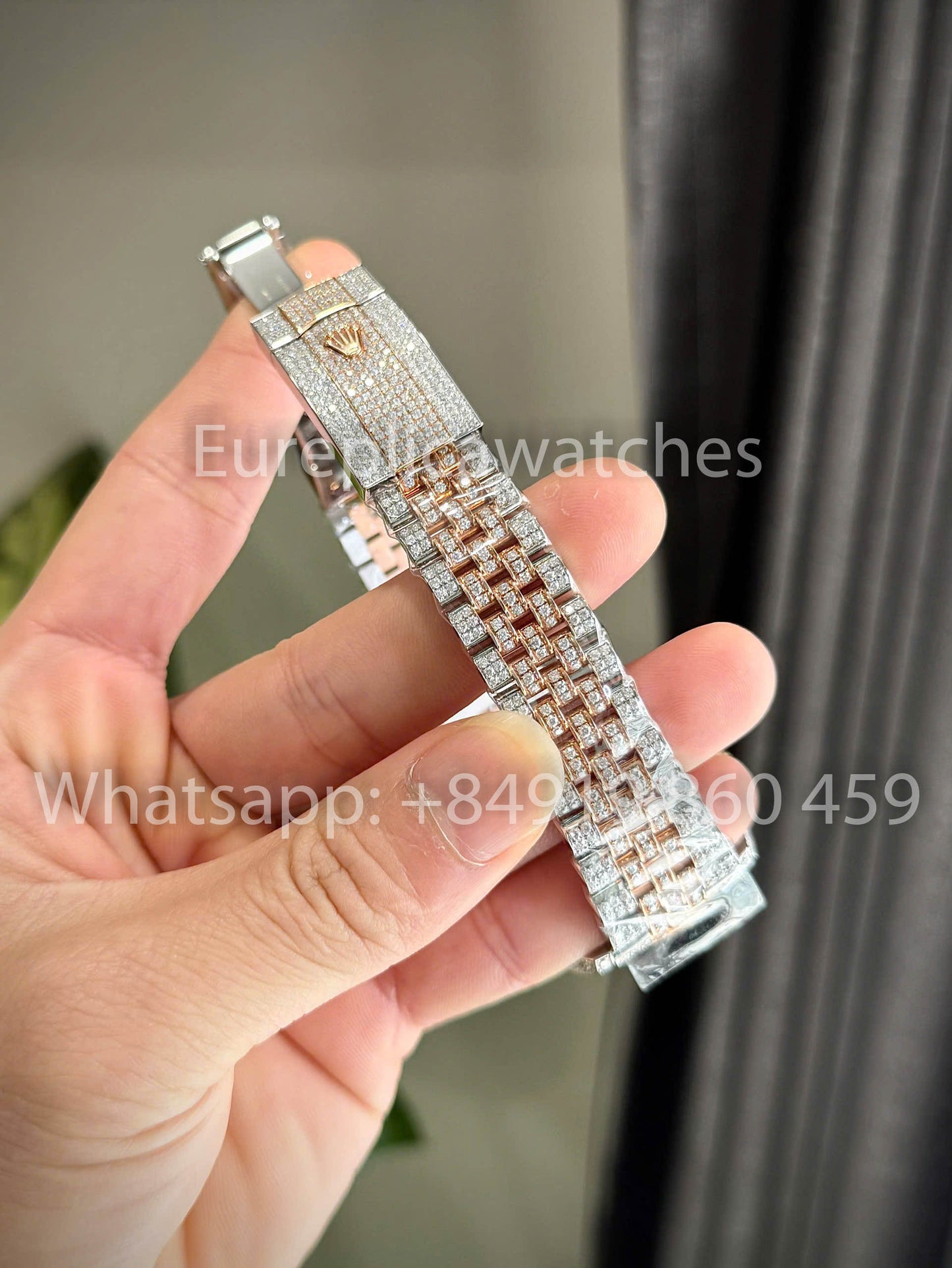 Rolex Datejust 41 mm, individuell gestaltetes Zifferblatt mit Moissanit, 1:1 Best Clone, schokoladenbraune Diamanten