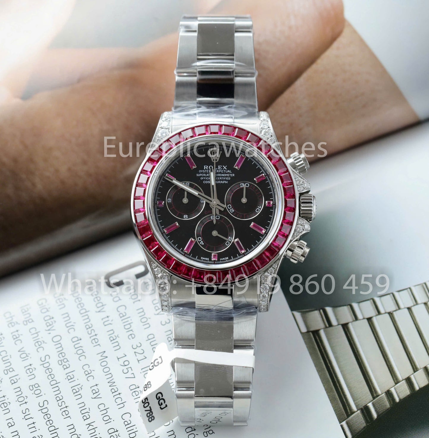 Rolex Cosmograph Daytona 40 mm, lunette saphir personnalisée, cadran noir, 116520, meilleur clone