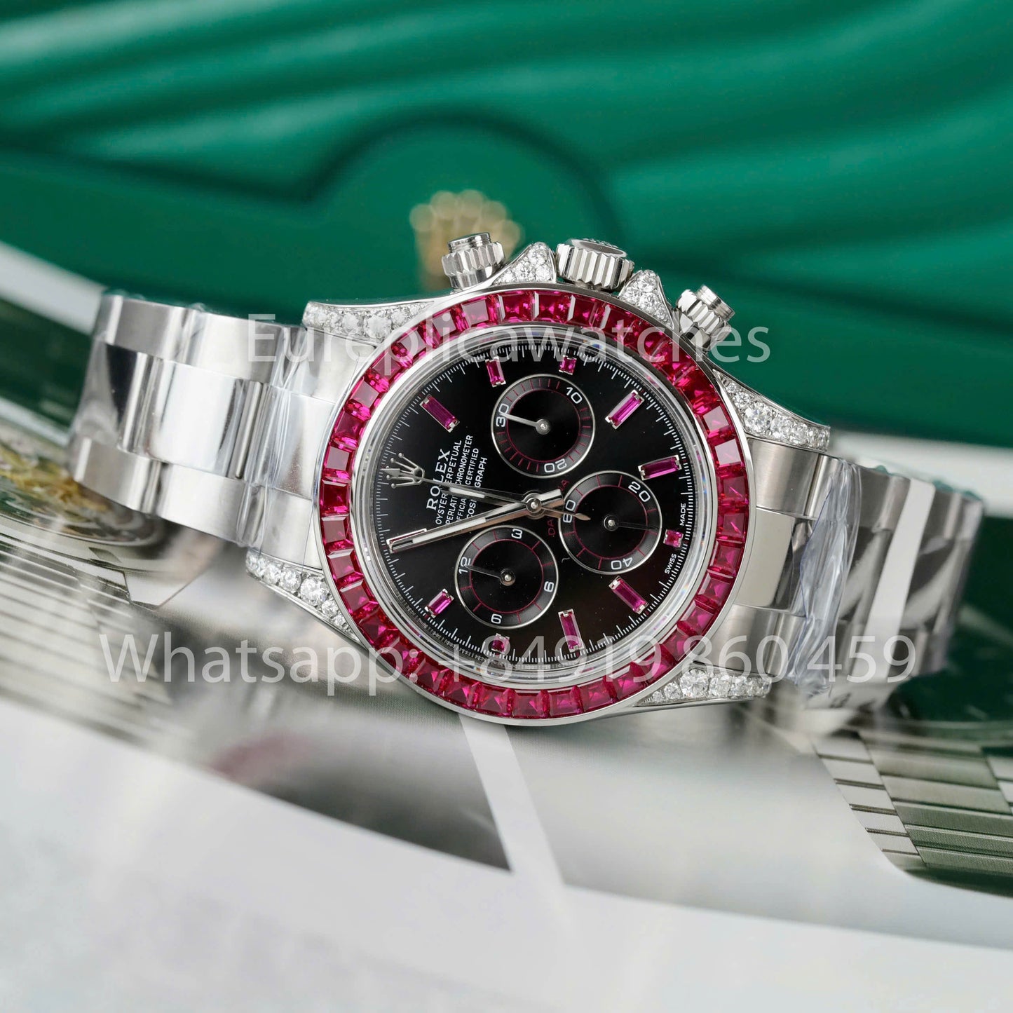 Rolex Cosmograph Daytona 40 mm, lunette saphir personnalisée, cadran noir, 116520, meilleur clone