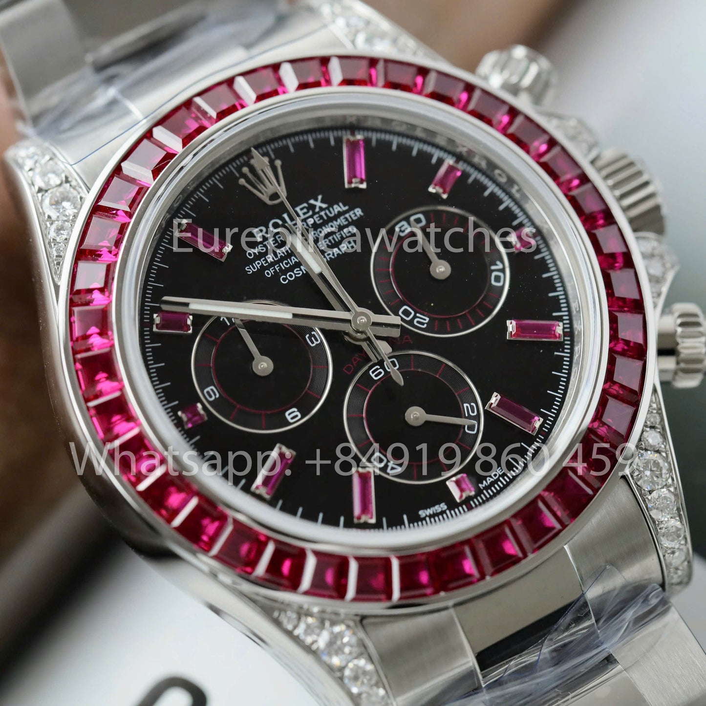 Rolex Cosmograph Daytona 40 mm, lunette saphir personnalisée, cadran noir, 116520, meilleur clone