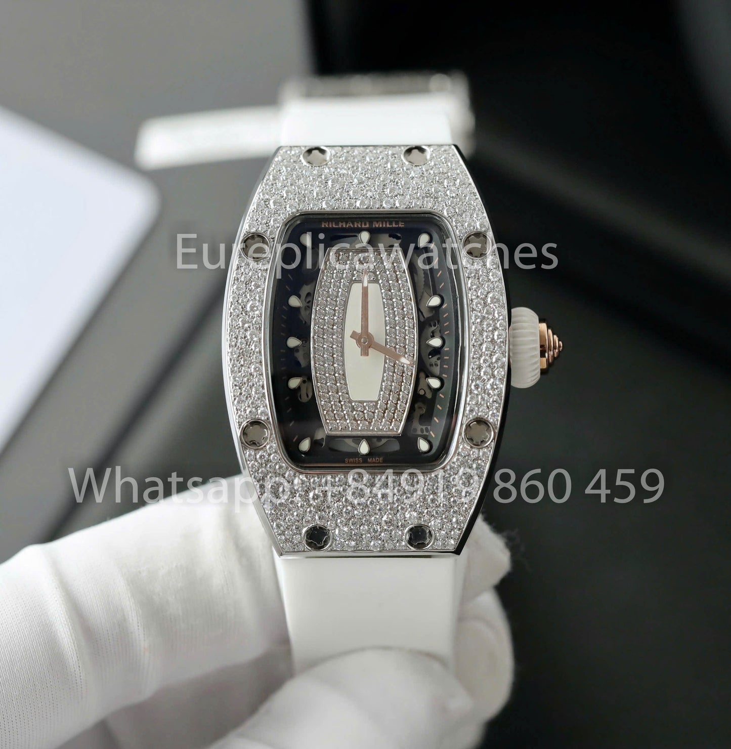 Richard Mille RM 07-01 1:1 Bester Klon RM Fabrik Custom Moissanite Stone White Strap