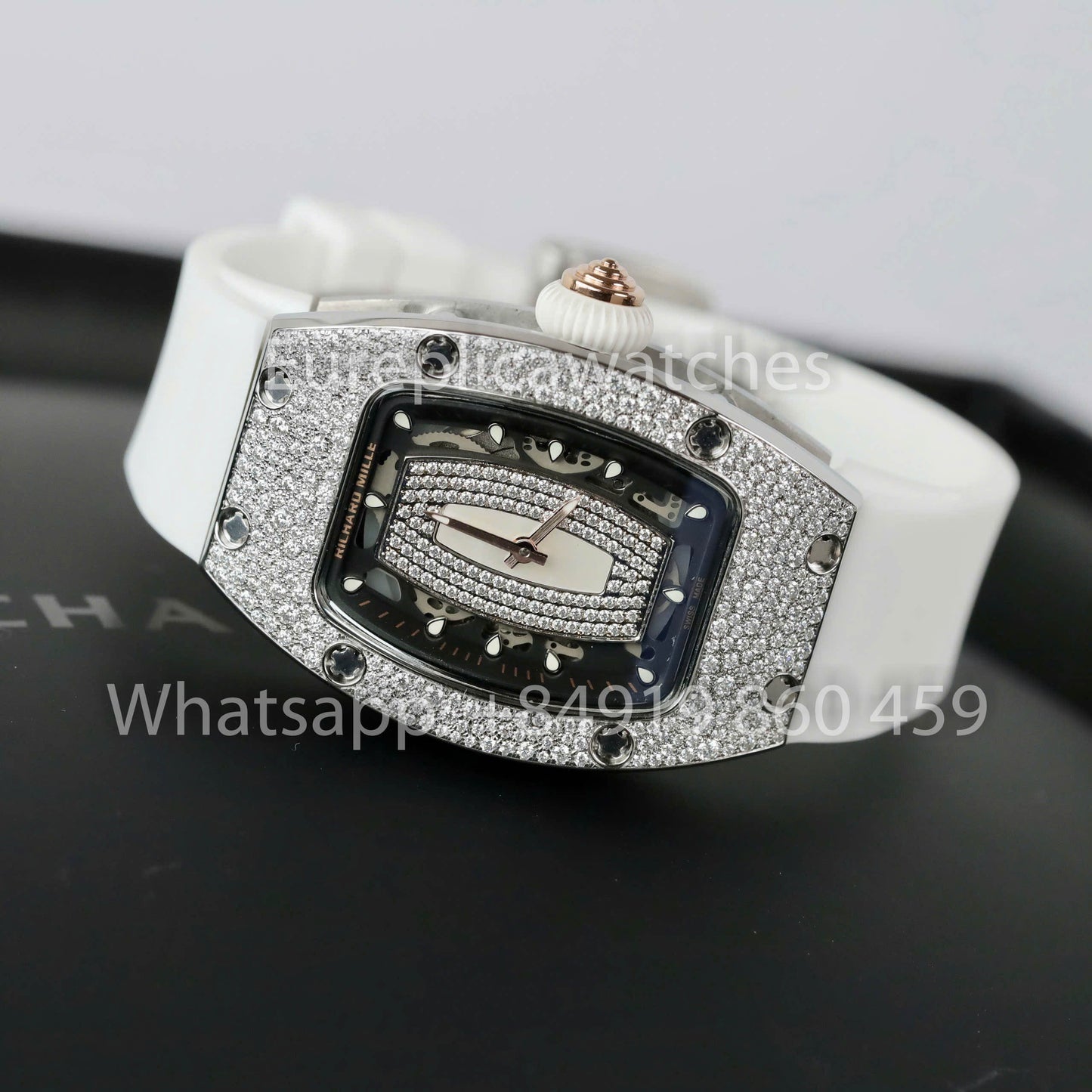 Richard Mille RM 07-01 1:1 Bester Klon RM Fabrik Custom Moissanite Stone White Strap