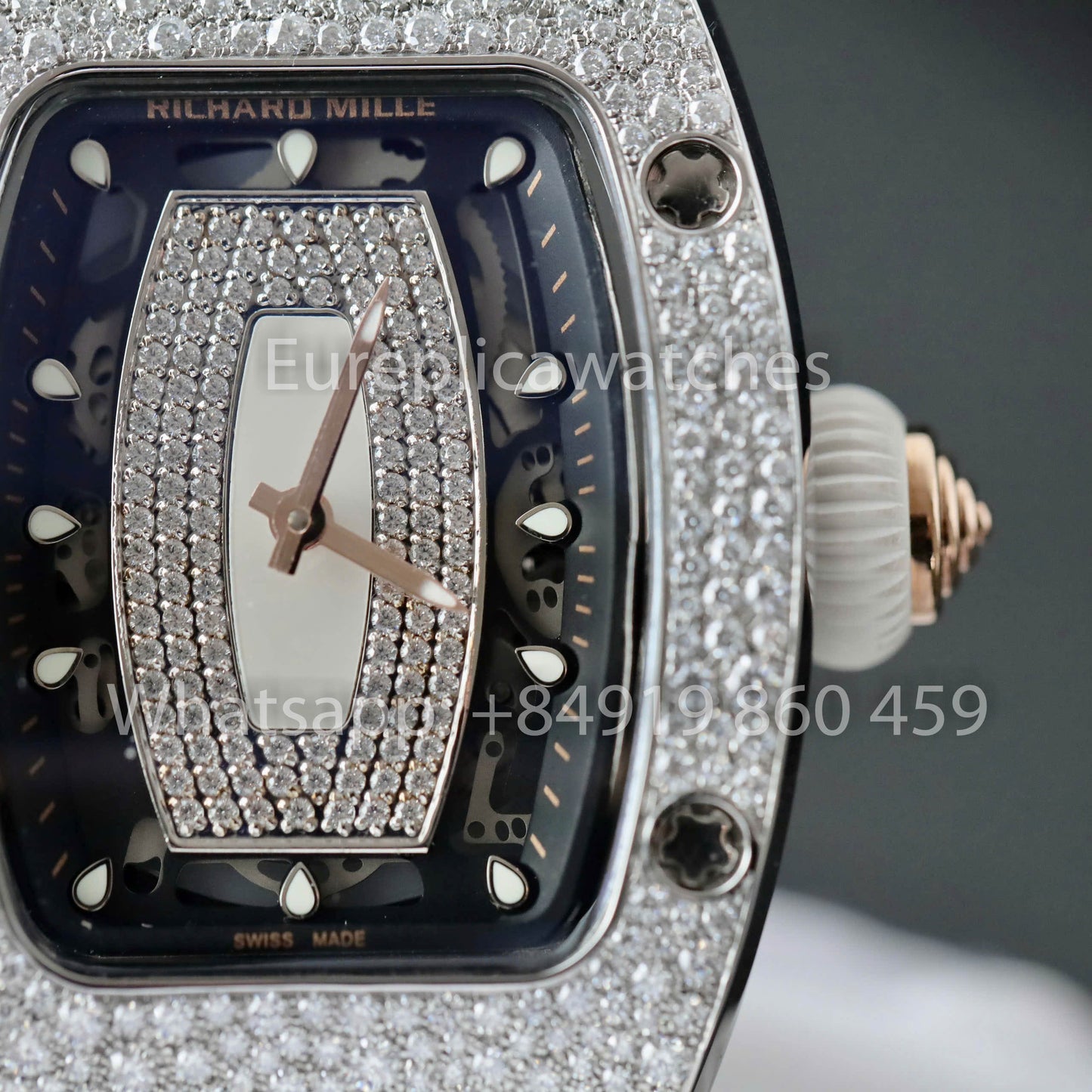 Richard Mille RM 07-01 1:1 Bester Klon RM Fabrik Custom Moissanite Stone White Strap