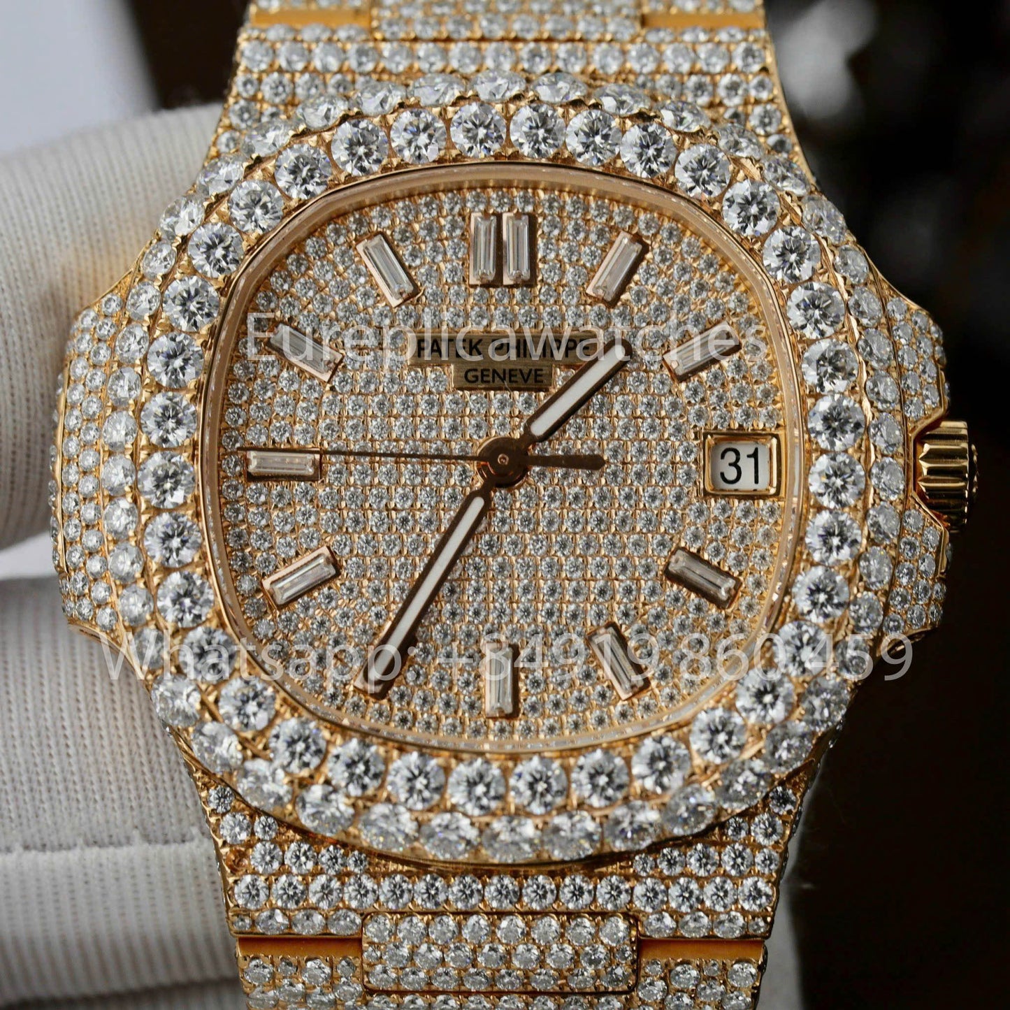 Patek Philippe Nautilus 5711 Full Iced Out – 1:1 Best Clone Moissanite Zifferblatt