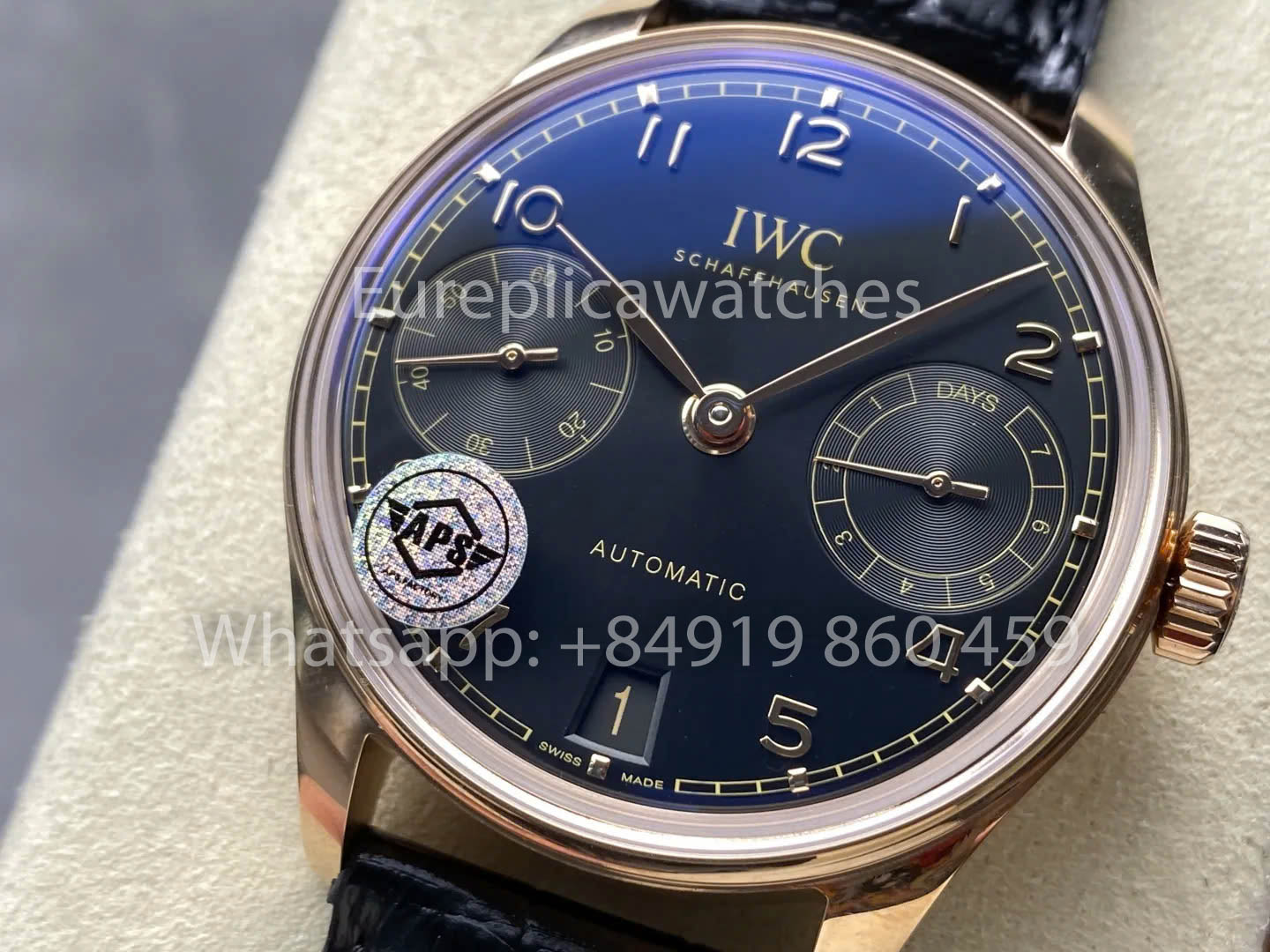 IWC Portugieser IW501707 APS Fabrik 1:1 Beste Klonuhr Schwarzes Zifferblatt Lederarmband