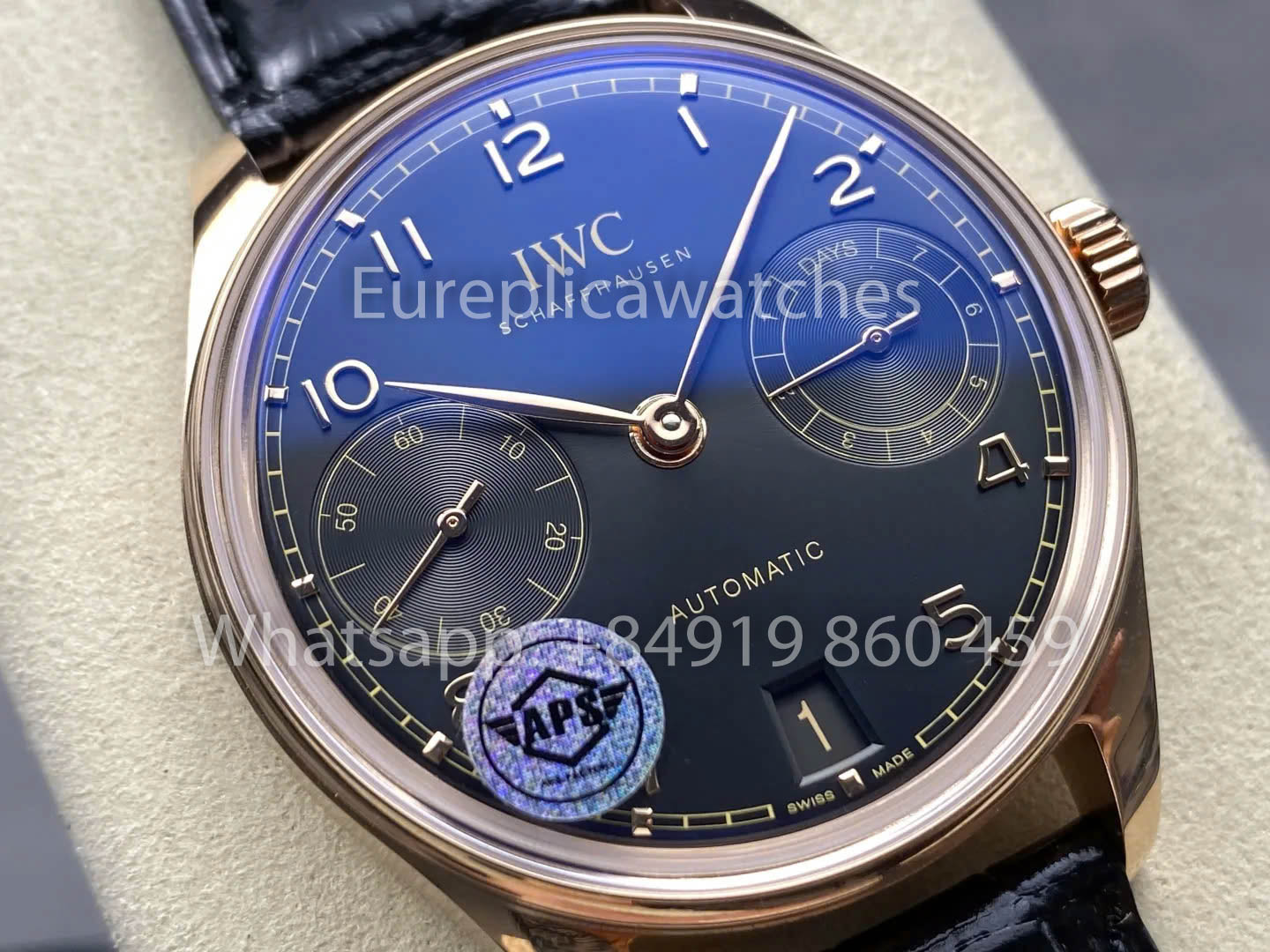 IWC Portugieser IW501707 APS Fabrik 1:1 Beste Klonuhr Schwarzes Zifferblatt Lederarmband