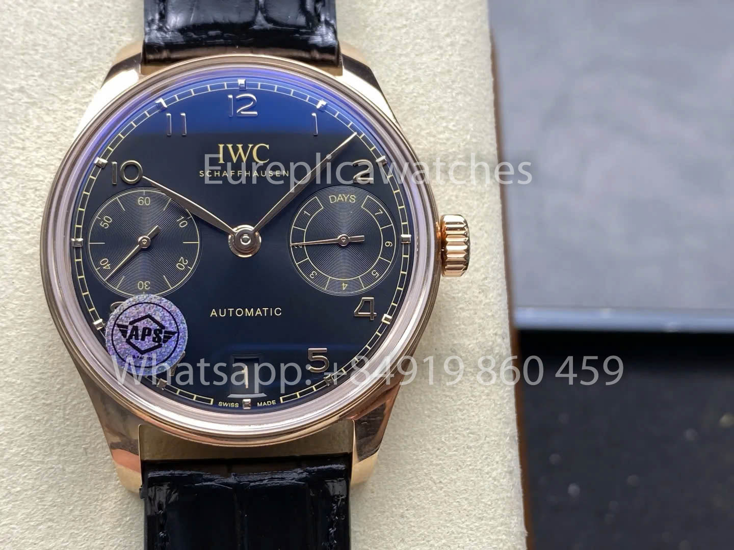 IWC Portugieser IW501707 APS Fabrik 1:1 Beste Klonuhr Schwarzes Zifferblatt Lederarmband