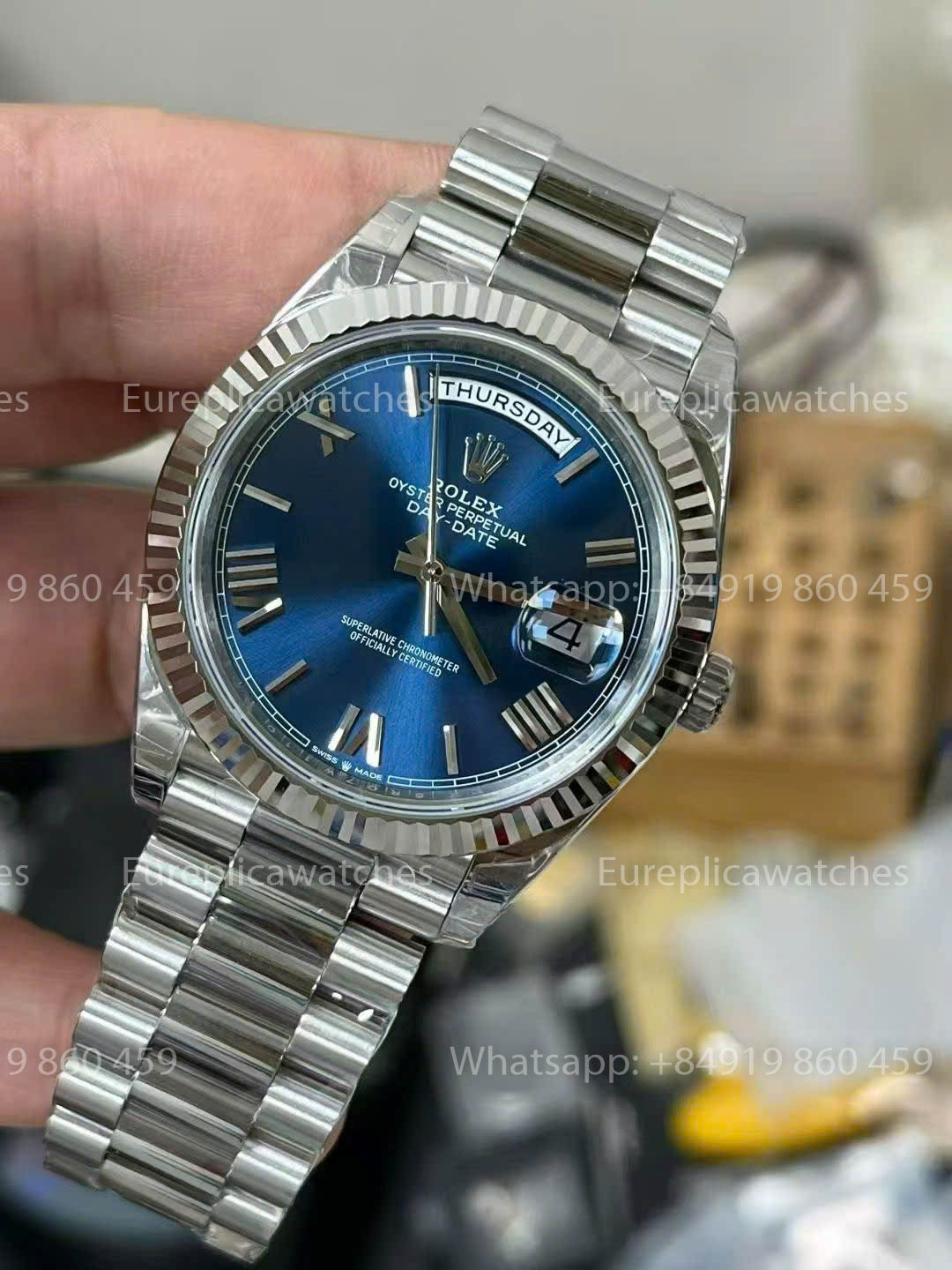 Rolex Day Date 40 M228239-0076 Cadran bleu 1:1 Meilleure version VS Factory 3255 Mouvement Dandong