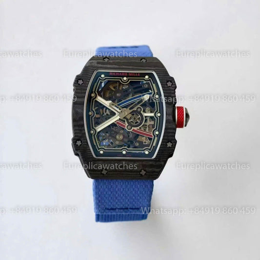 Replica Richard Mille RM67-02  France Dial  1:1 Best Version VAF Factory Black Carbon Blue Strap