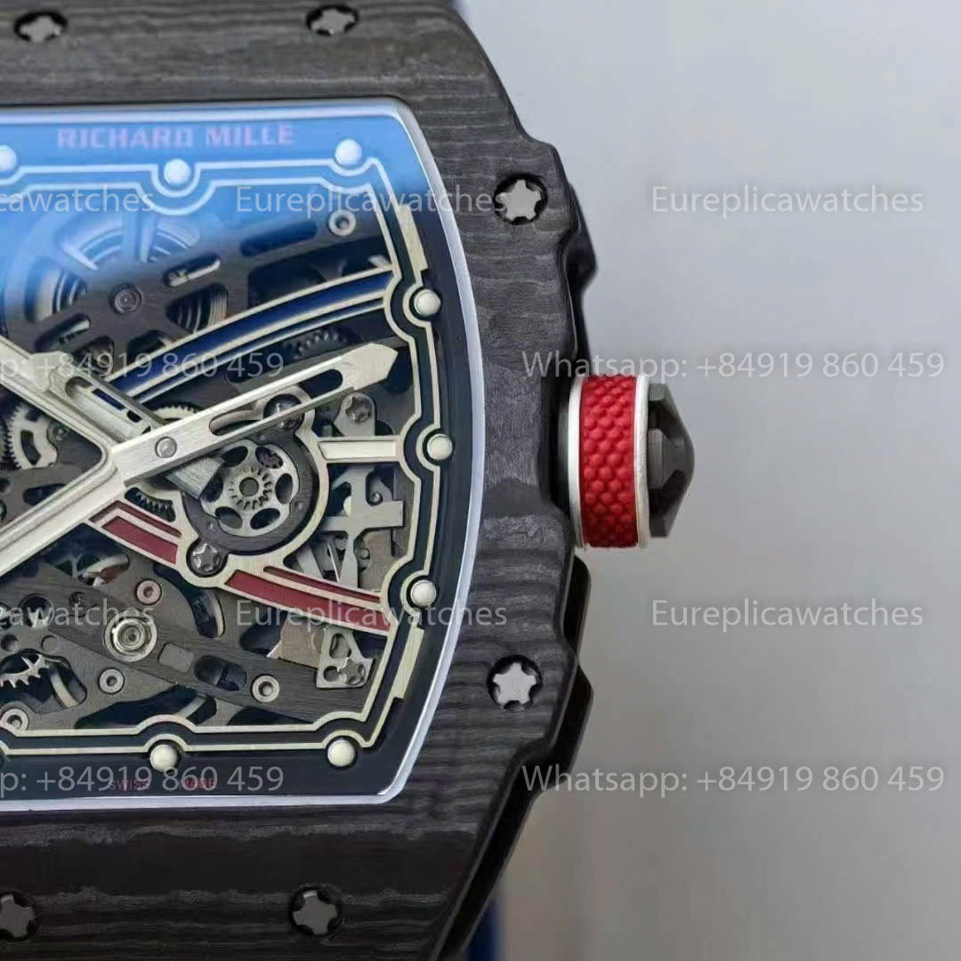 Réplique Richard Mille RM67-02, cadran France, version 1:1, meilleure version, usine VAF, bracelet en carbone noir et bleu